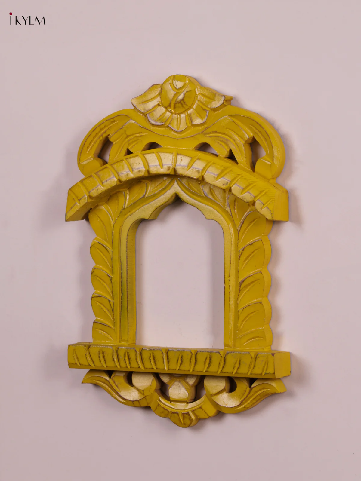 Wooden Hand Painted - Jharokha - Small - Yellow - Image 2