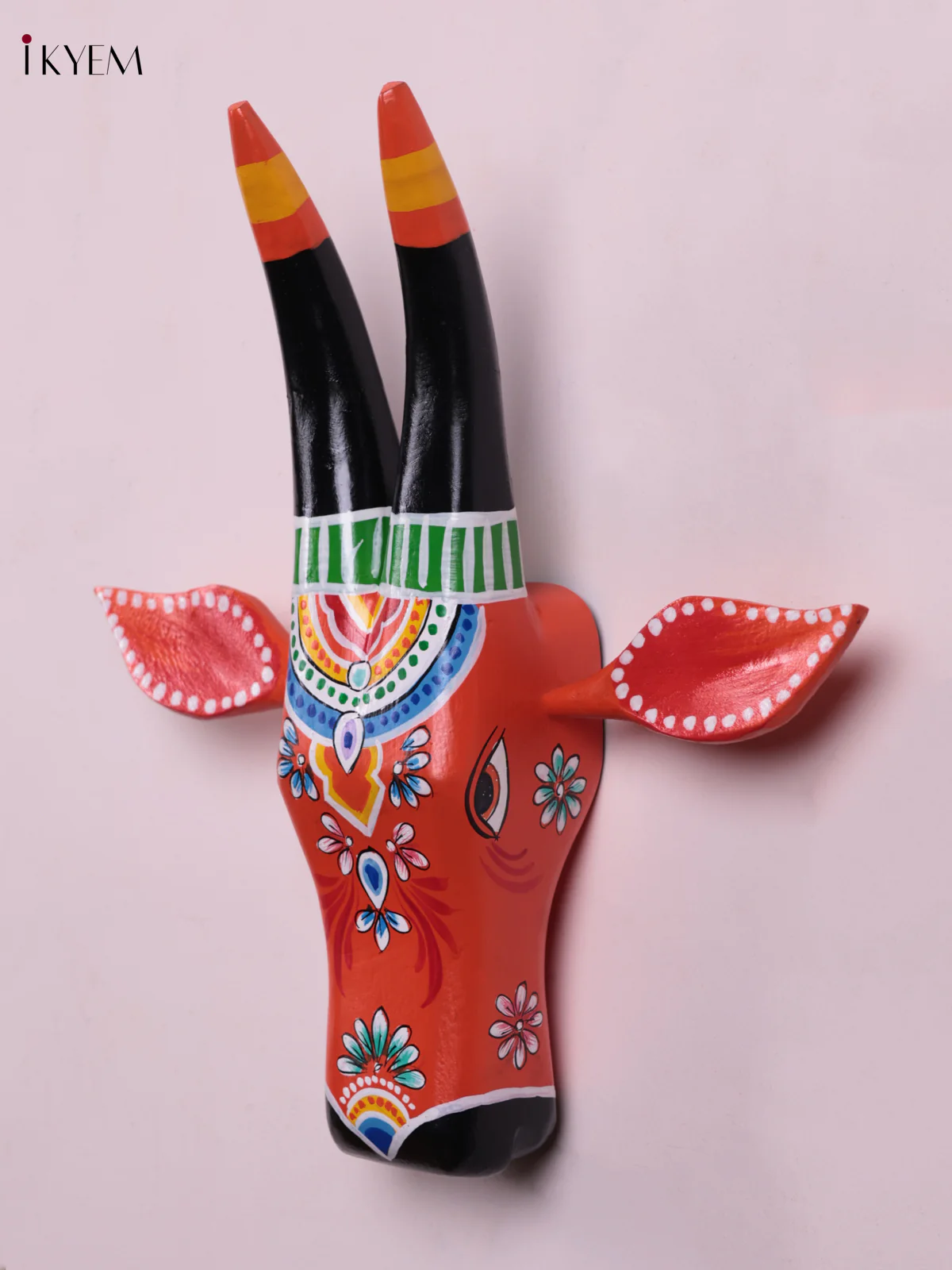 Hand Painted Cow Head - Orange - KEB1419