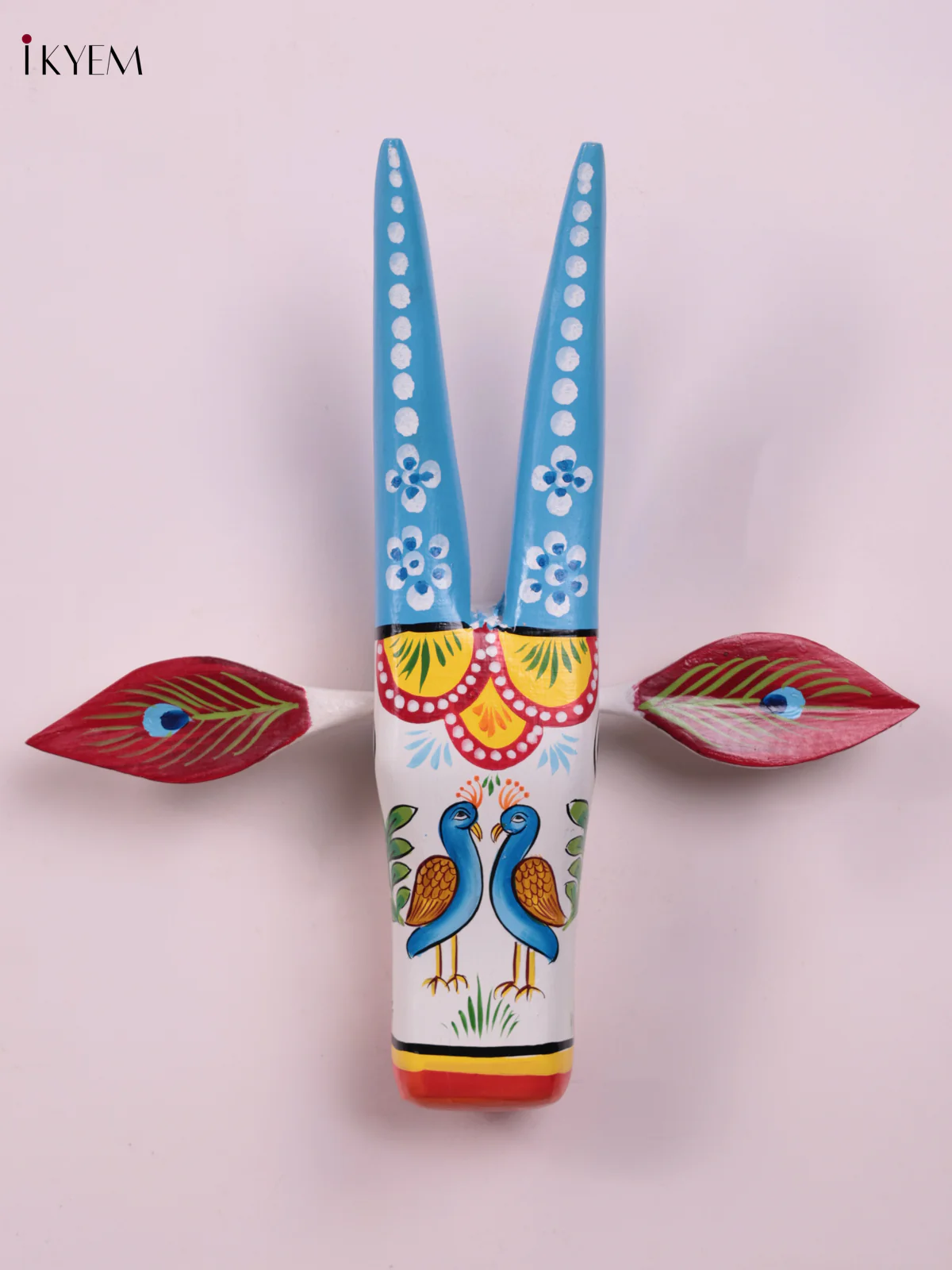 Hand Painted Cow Head - White & Peacock - KEB1422 - Image 2