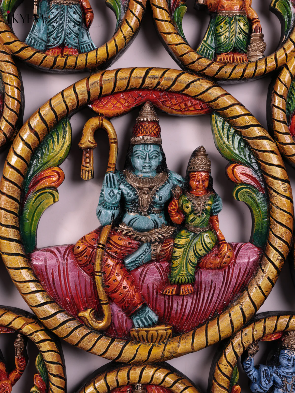 Wooden Hand Carved Painted - Dasavatharam Circle Panel - (36×36) - KEB23001 - Image 2
