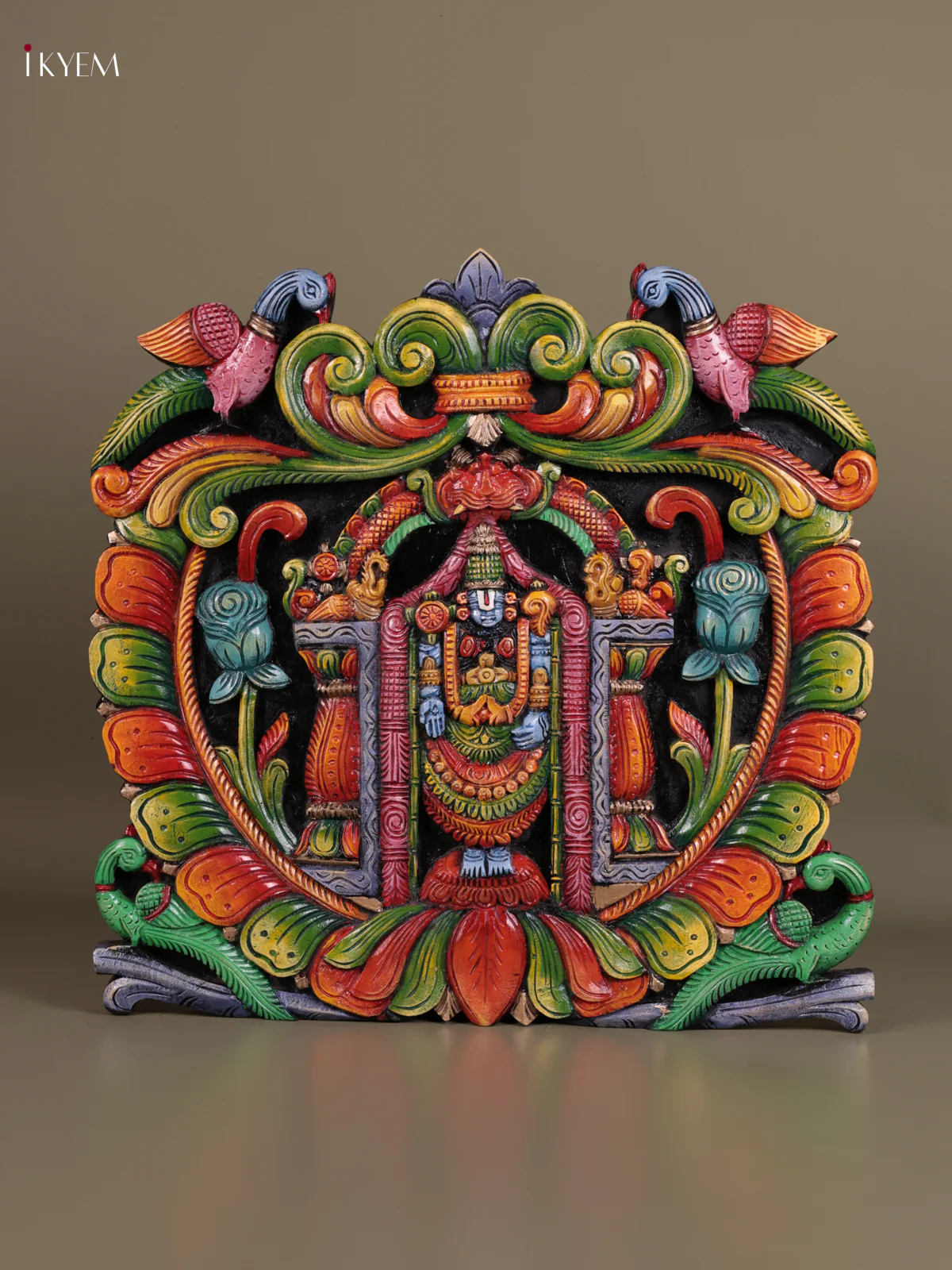 Wooden Hand Carved Painted - Balaji panel - (24×24) - KEB23004
