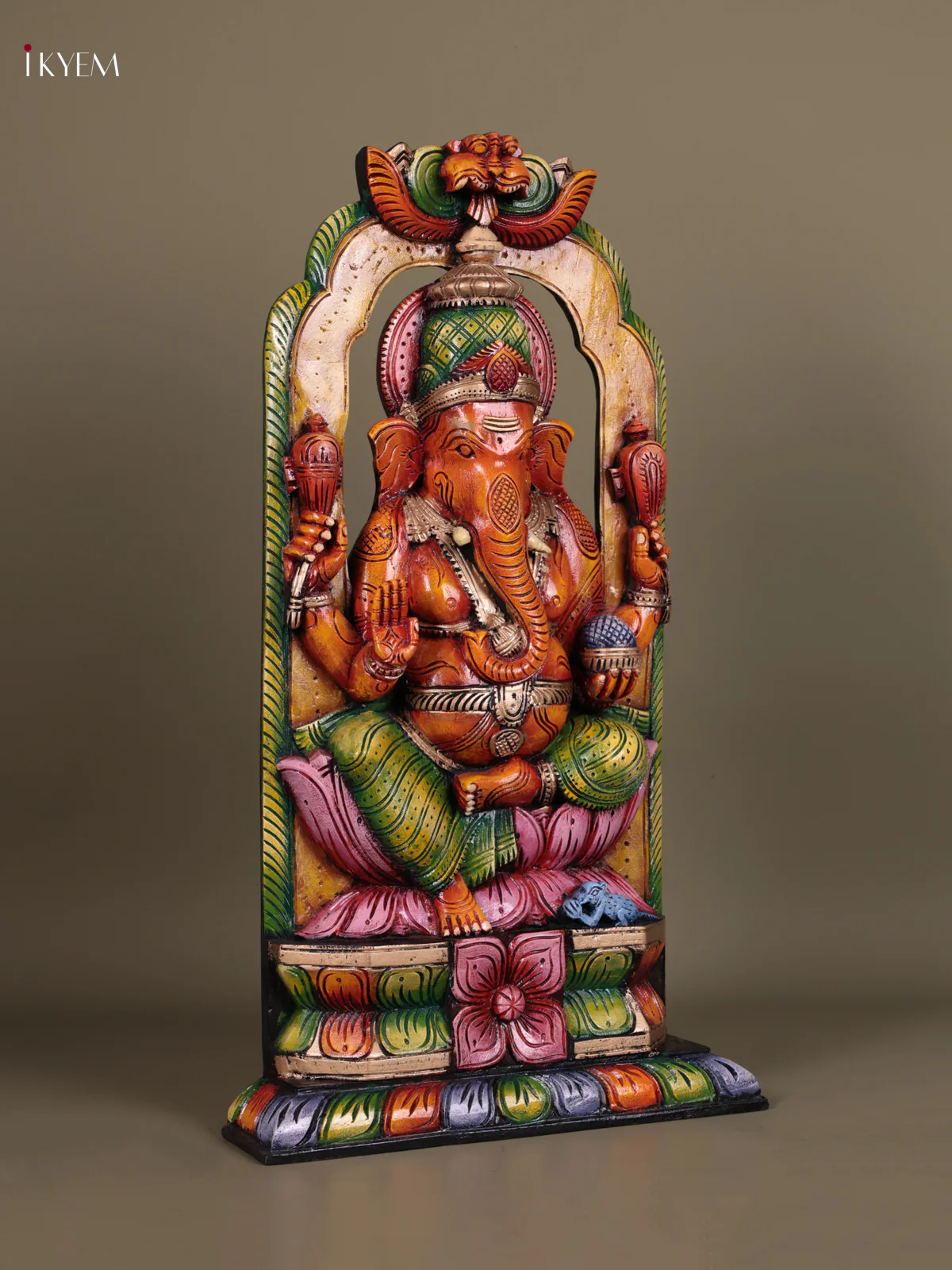 Wooden Hand Carved Painted - Ganesha Statue - (28×15) - KEB23017 - Image 2