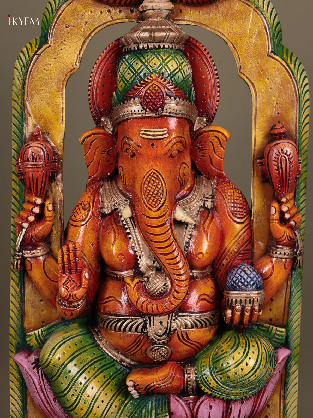 Wooden Hand Carved Painted - Ganesha Statue - (28×15) - KEB23017 - Image 3