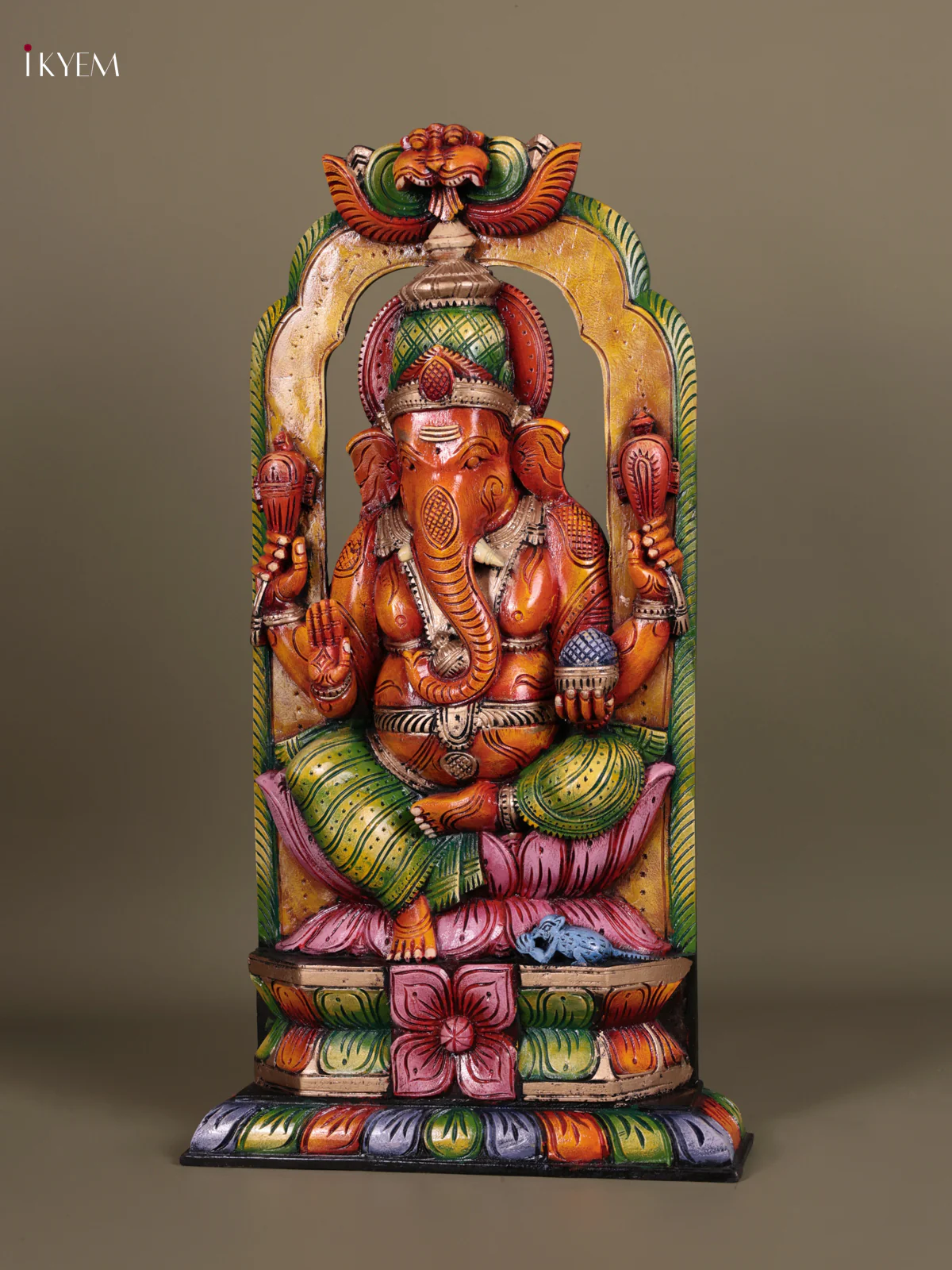 Wooden Hand Carved Painted - Ganesha Statue - (28×15) - KEB23017 - Image 5