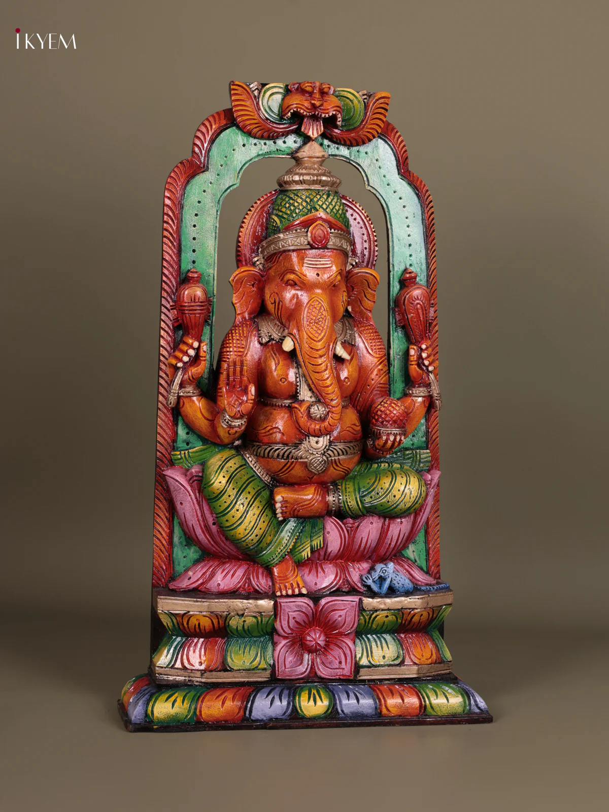 Wooden Hand Carved Painted - Ganesha Statue - (28×15) - KEB23018 - Image 2