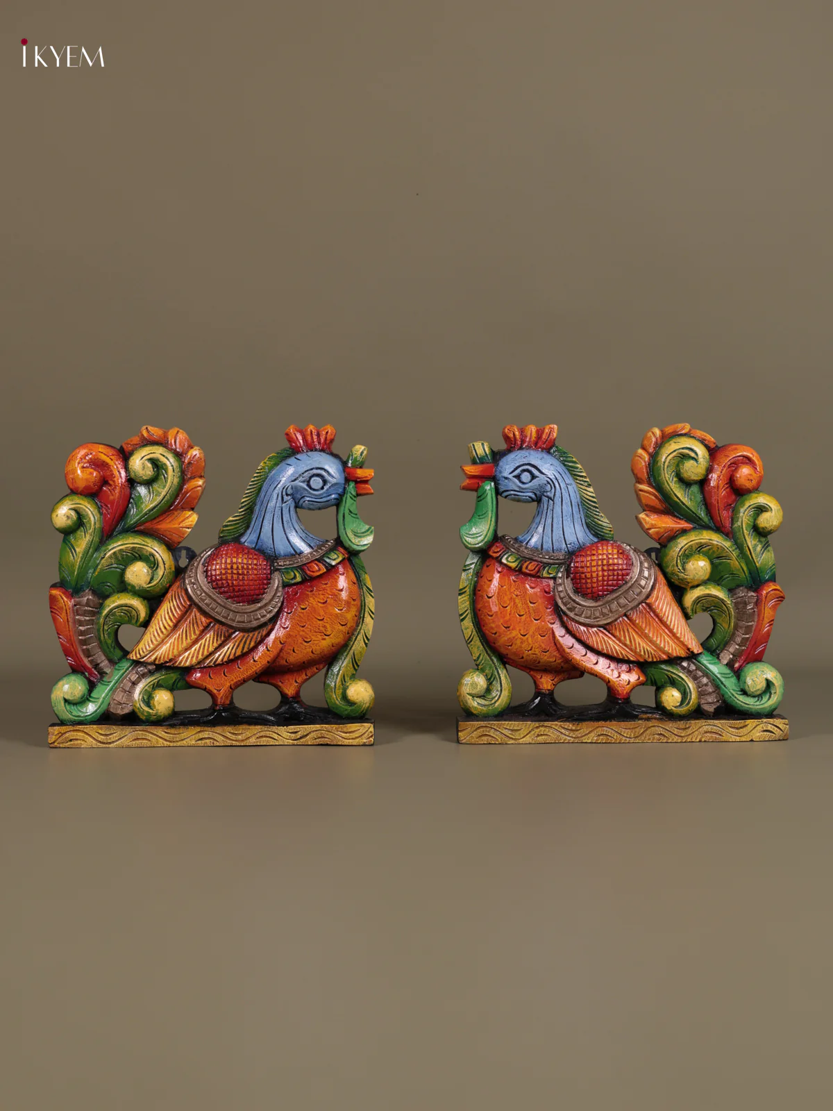Wooden Hand Carved Painted -AnnaPakshi Wall Panel - Set OF - 2 - (12×12)