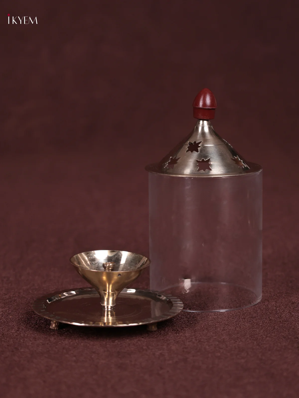 Brass Akhand Diya with Borosilicate Glass - KEB23032 - Image 2