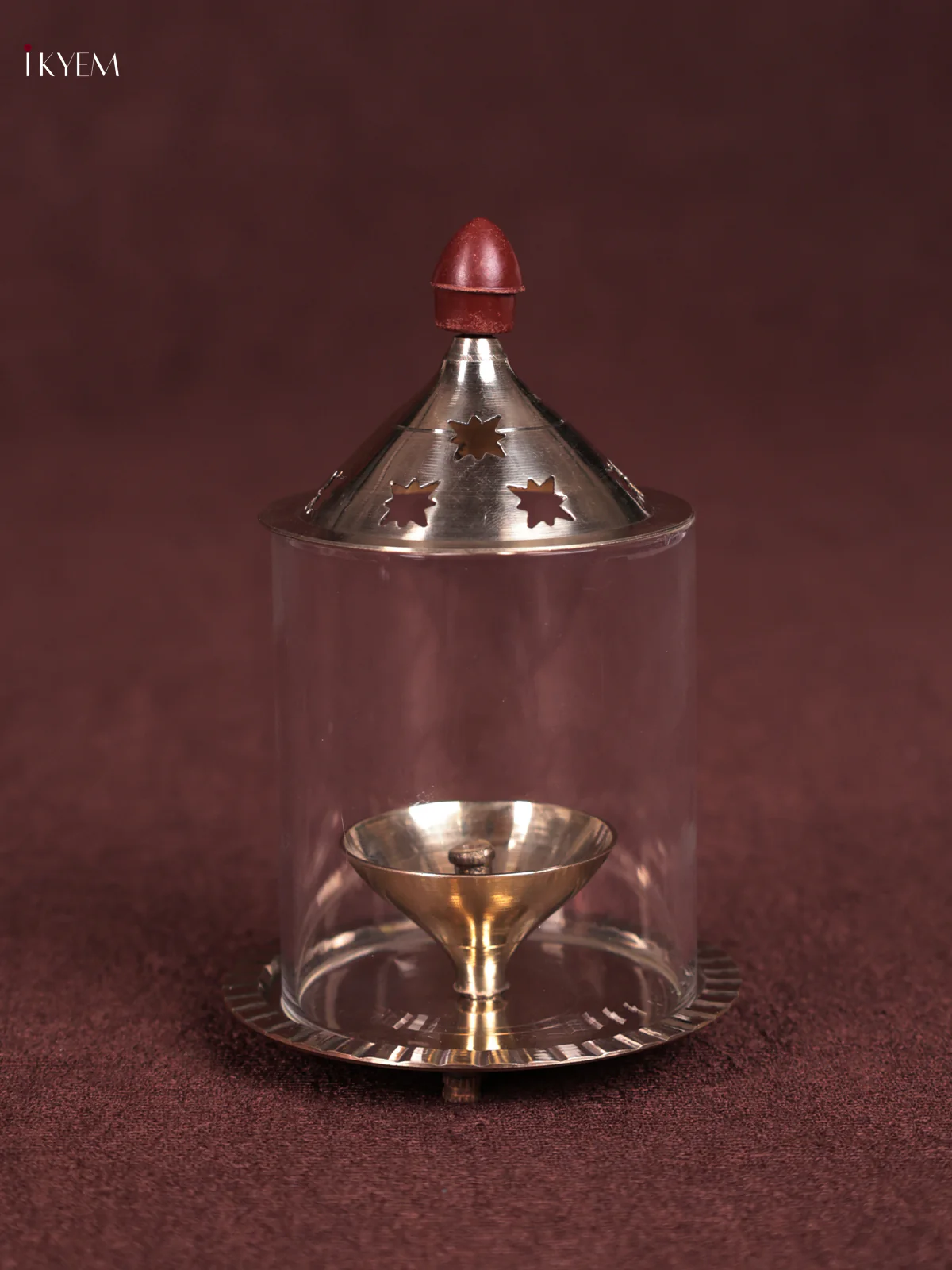 Brass Akhand Diya with Borosilicate Glass - KEB23032 - Image 3