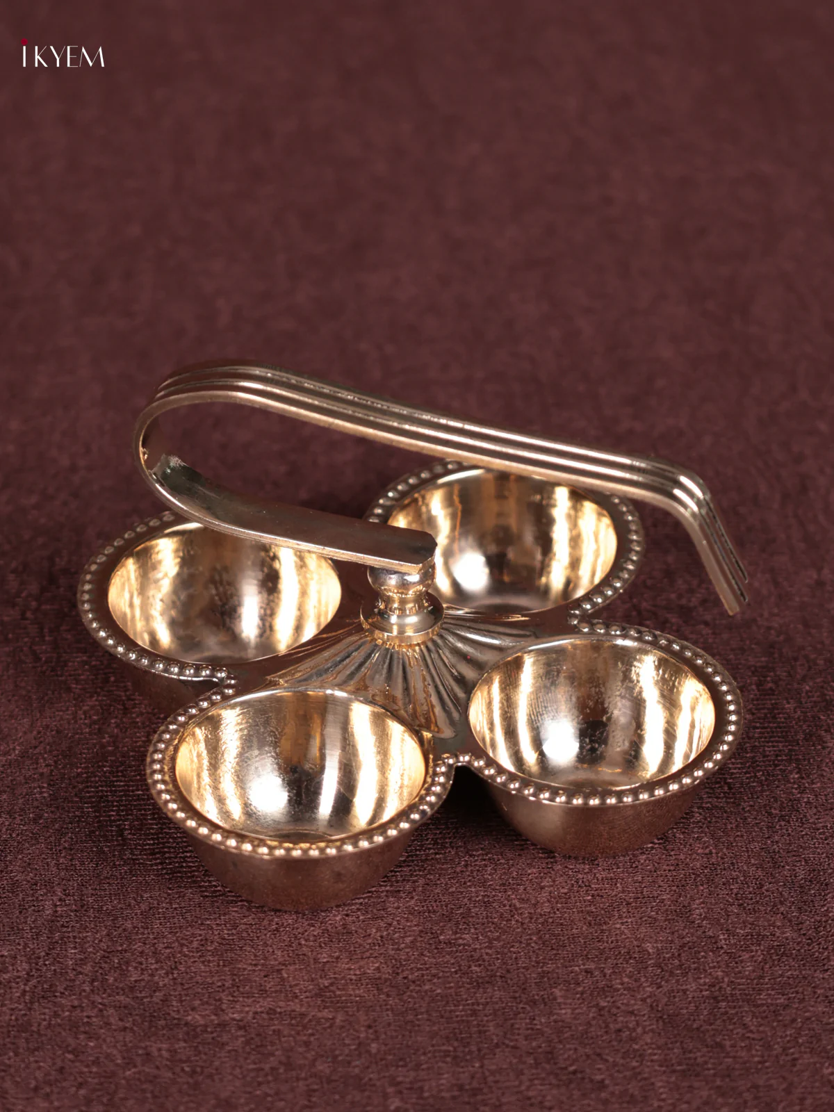 Brass Kankavati Haldi Kumkum Container with Handle - KEB23037 - Image 3
