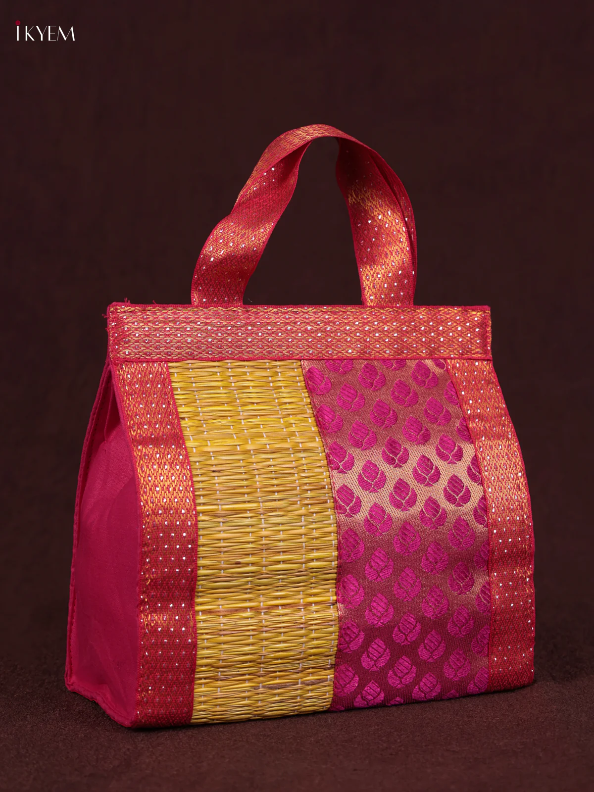 Korai Handbag - Raw Silk - Yellow & Pink - (6×6) - KEB24001 - Image 2
