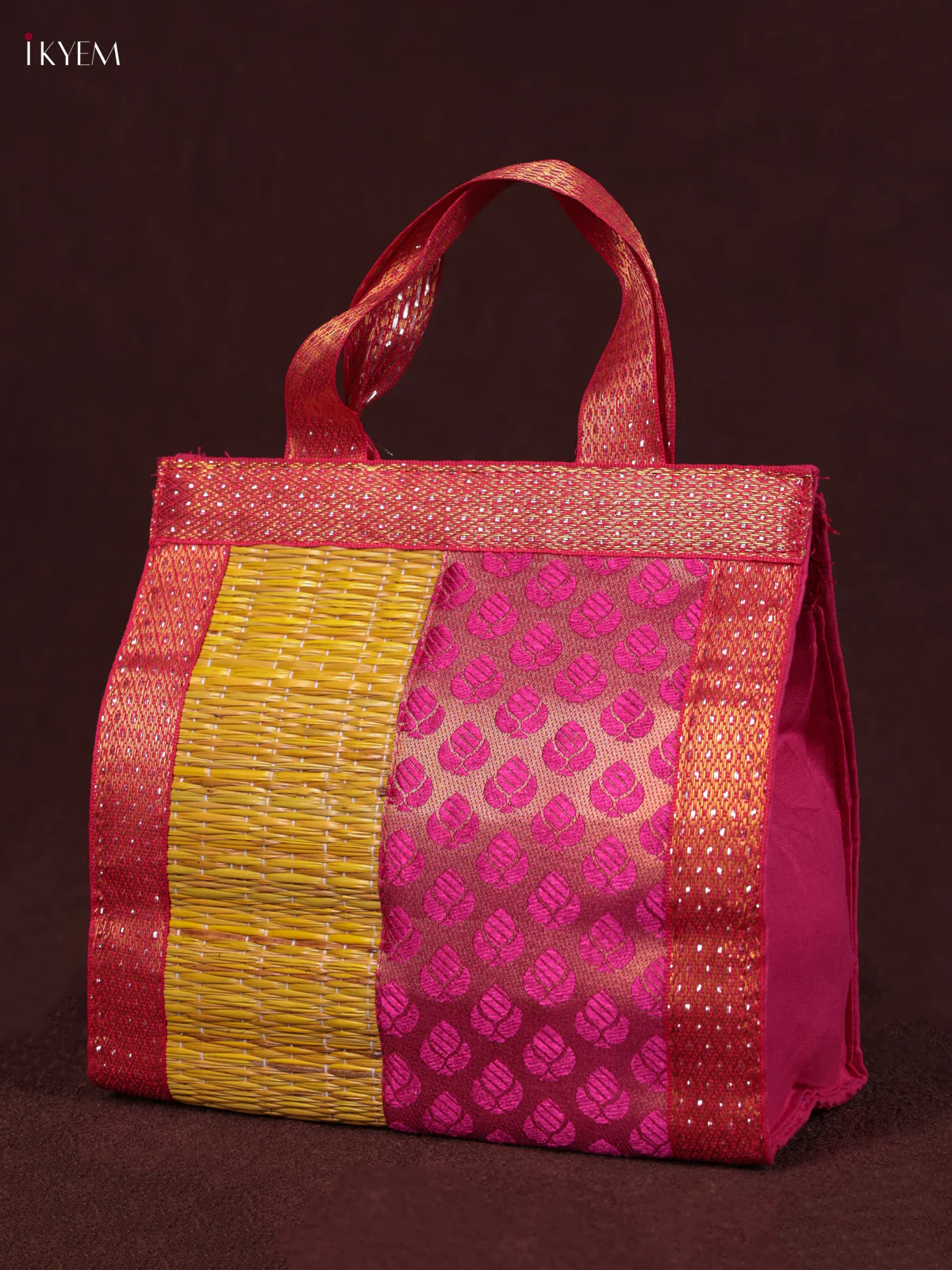 Korai Handbag - Raw Silk - Yellow & Pink - (6×6) - KEB24001 - Image 3