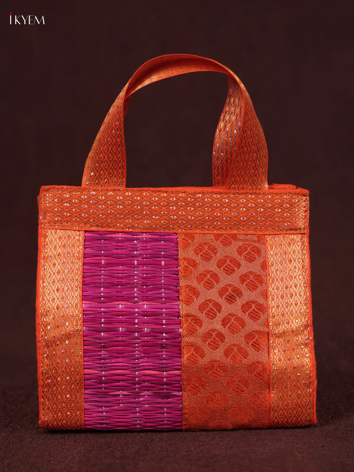 Korai Handbag - Raw Silk - Pink & Orange - (6×6) - KEB24003
