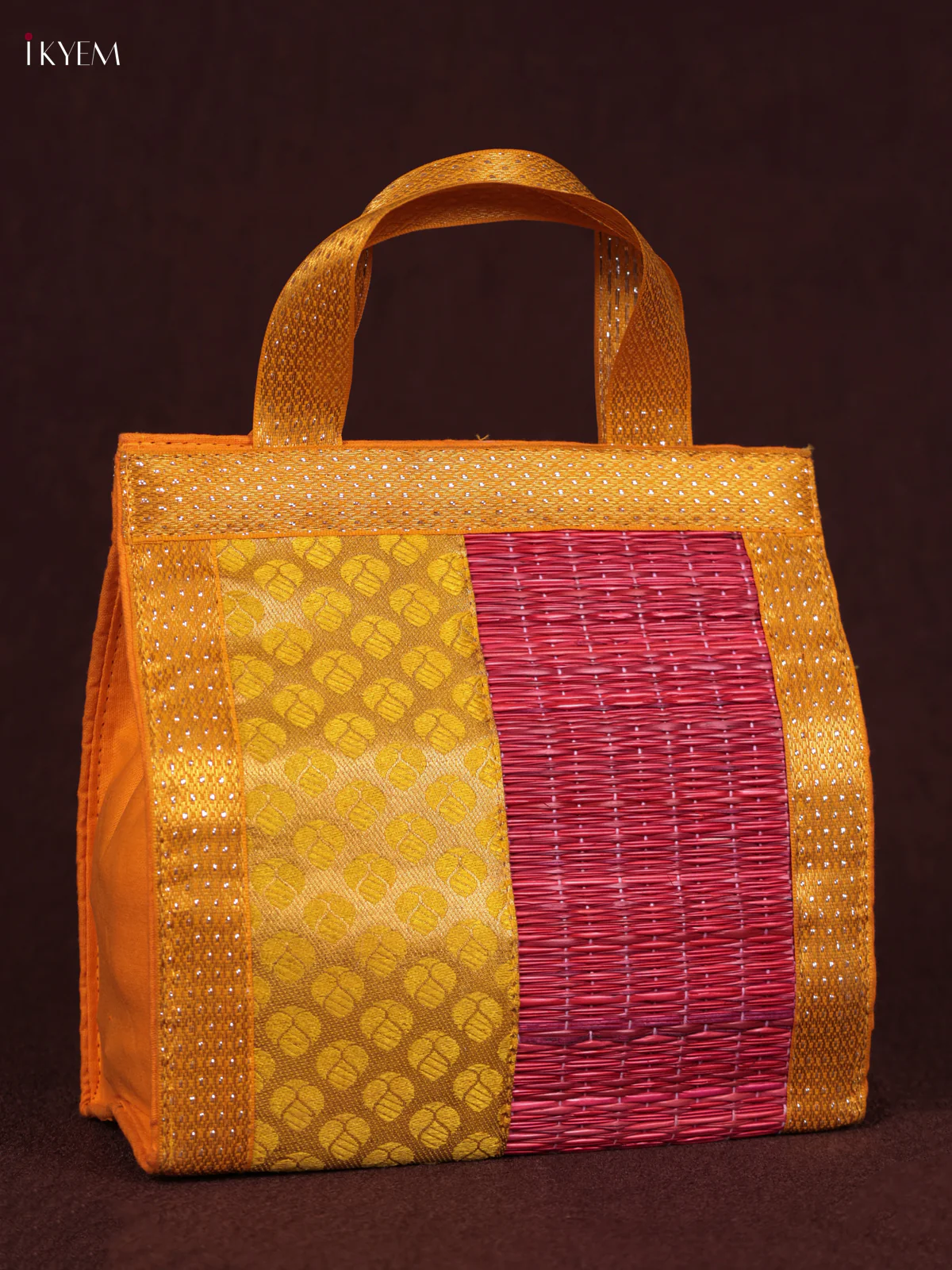 Korai Handbag - Raw Silk - Red & Yellow - (6×6) - KEB24004 - Image 2