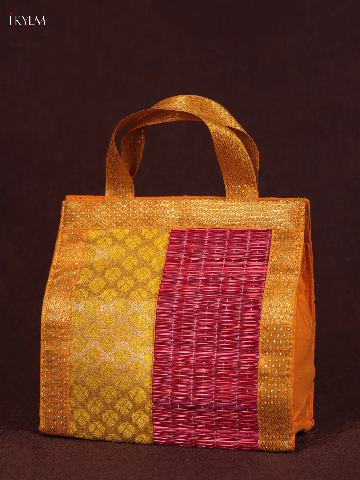Korai Handbag - Raw Silk - Red & Yellow - (6×6) - KEB24004 - Image 3
