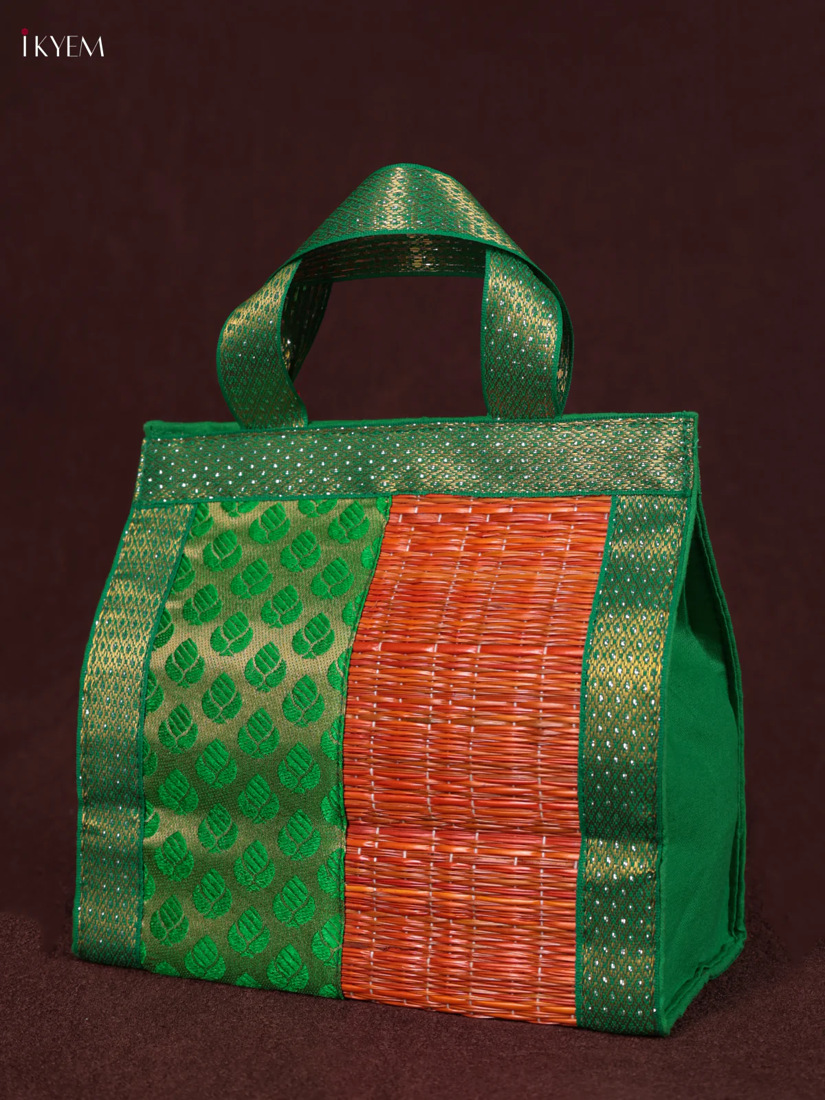 Korai Handbag - Raw Silk - Orange & Green - (6×6) - KEB24005 - Image 2