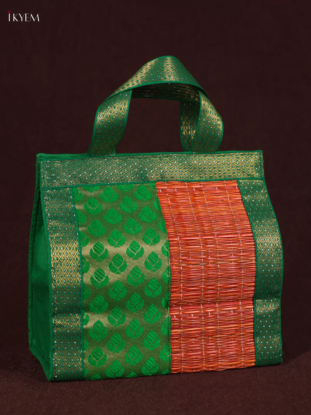 Korai Handbag - Raw Silk - Orange & Green - (6×6) - KEB24005 - Image 3