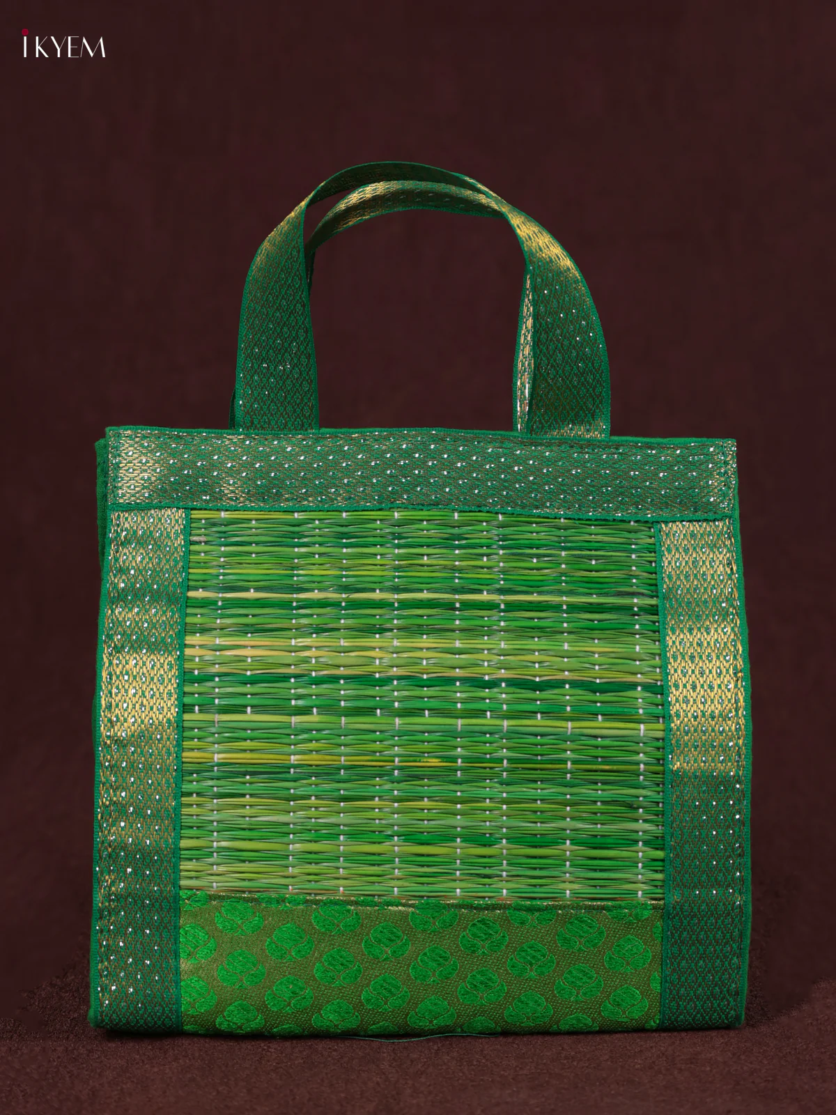 Korai Handbag - Raw Silk - Green - (6×6) - KEB24009