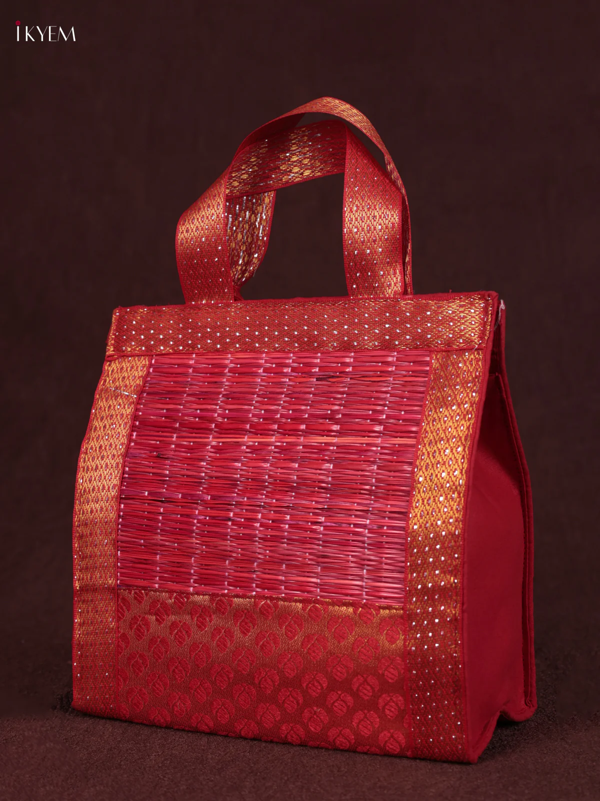 Korai Handbag - Raw Silk - Red - (8×8) - KEB24011 - Image 3