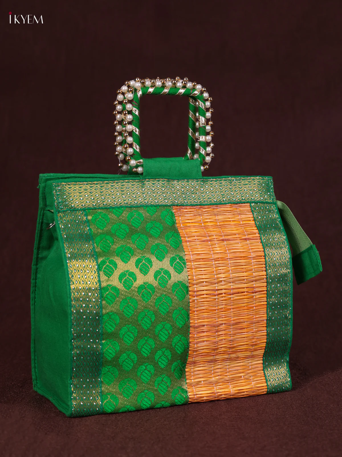 Korai Handbag - Orange With Pearls Handle - (8×8) - KEB24040 - Image 3