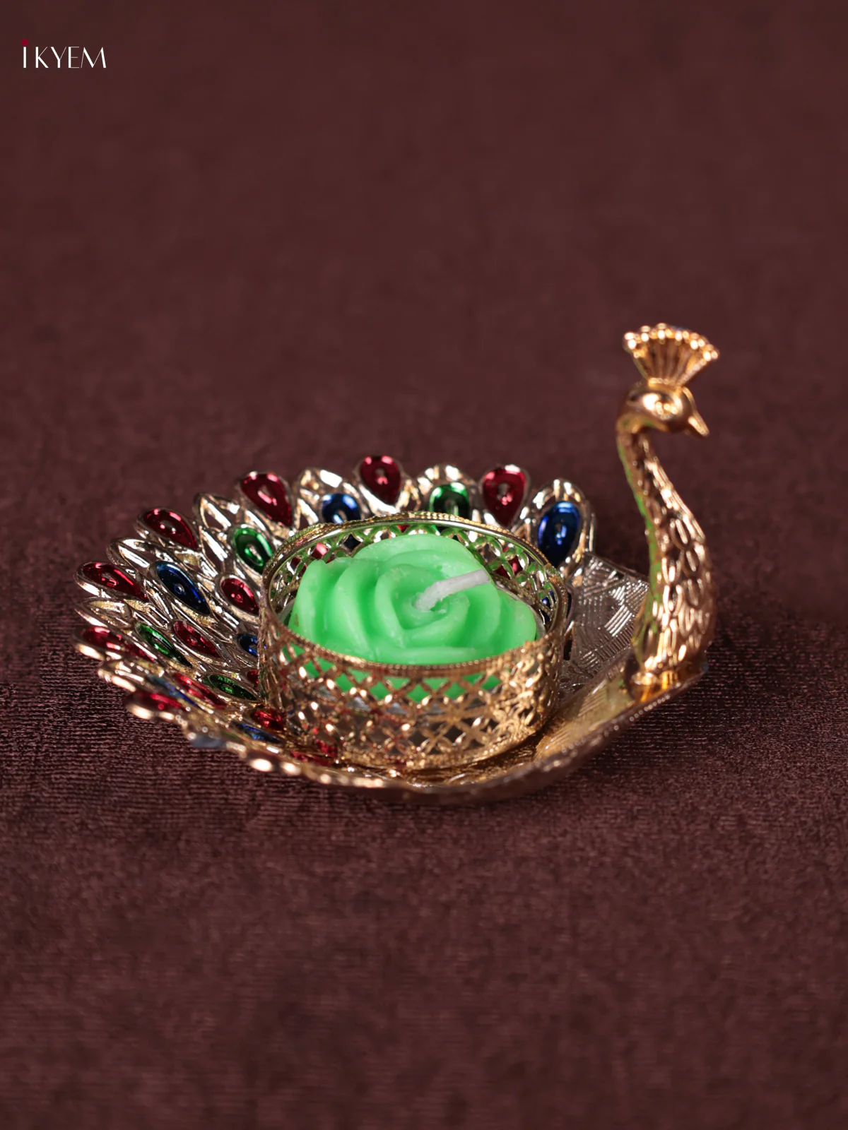 Peacock Meenakari Candle Holder - Image 3