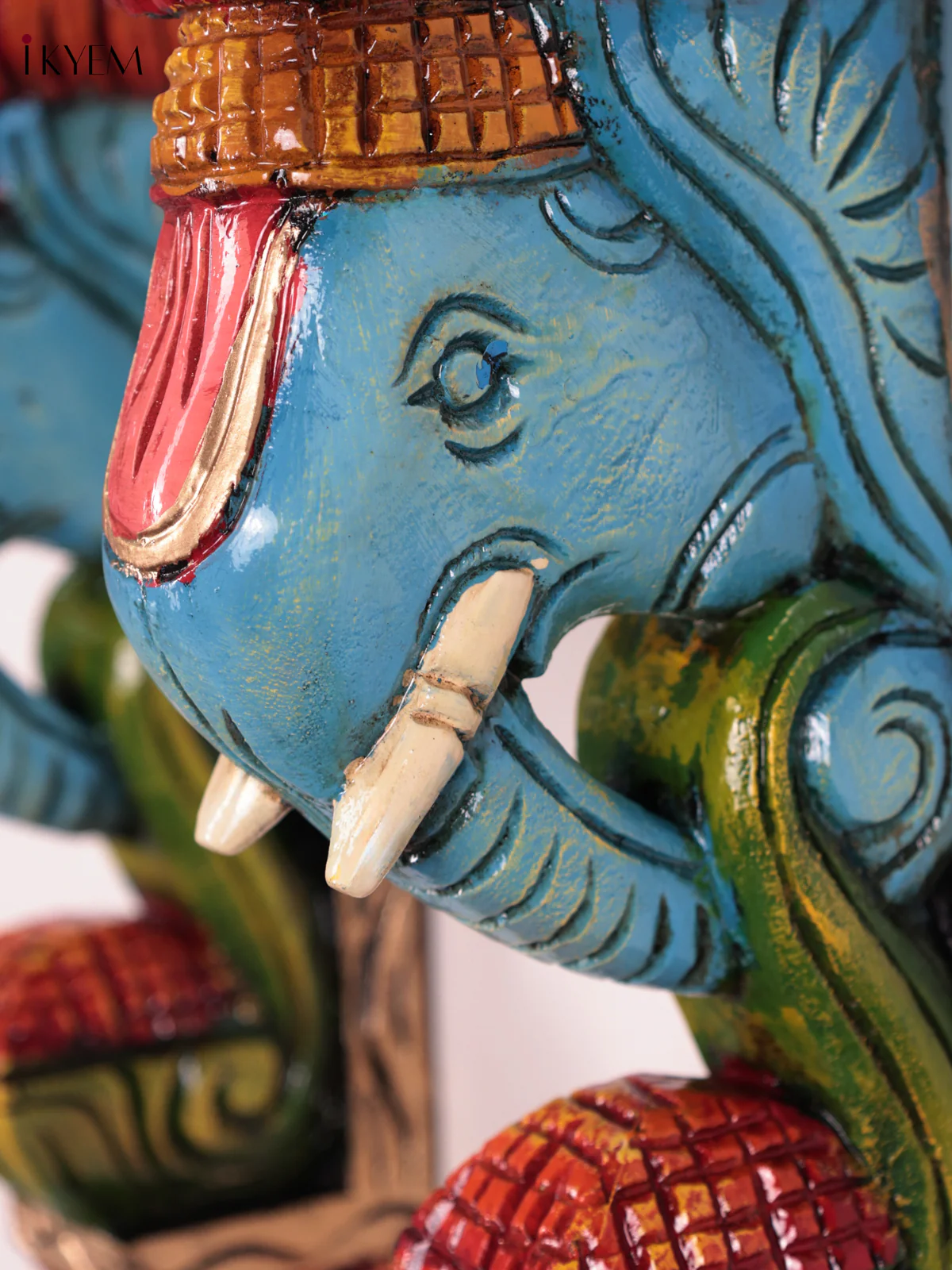 Wooden Hand Carved Painted - Elephant Head Wall Bracket Set OF - 2 - (12×6) - Image 3