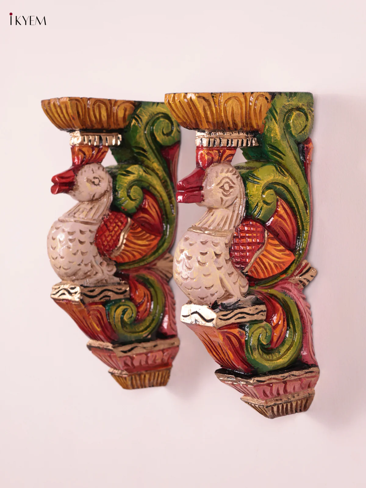 Wooden Hand Carved Painted - Parrot Wall Bracket Set OF - 2 (12×6) - KEB27050 - Image 3