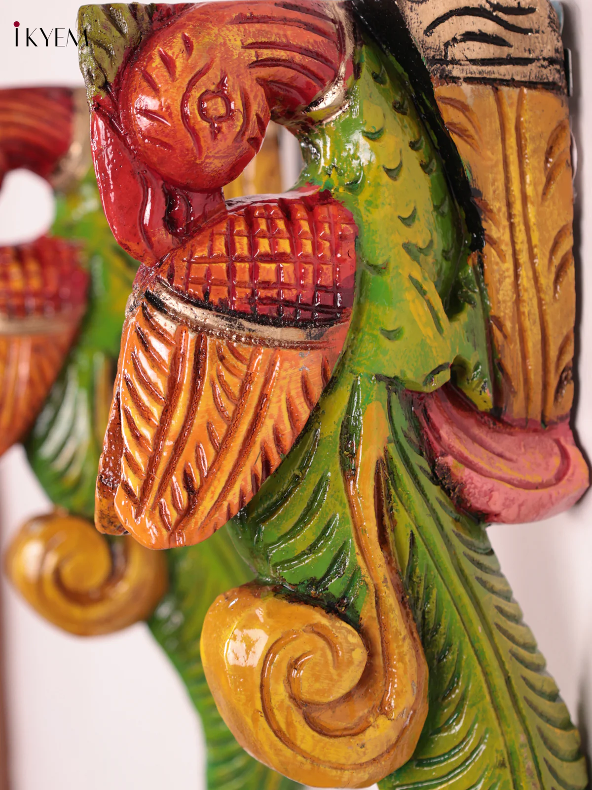 Wooden Hand Carved Painted - Parrot Wall Bracket Set OF - 2 (12×6) - Image 2