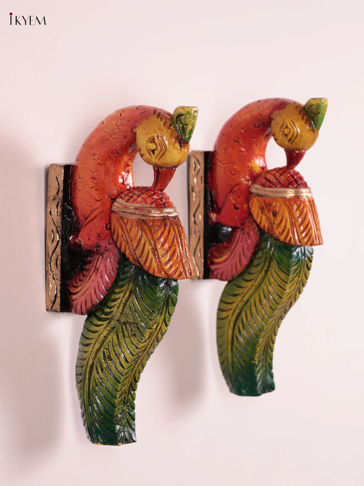 Wooden Hand Carved Painted - Parrot Wall Bracket Set OF - 2 (12×6) - KEB27058 - Image 3