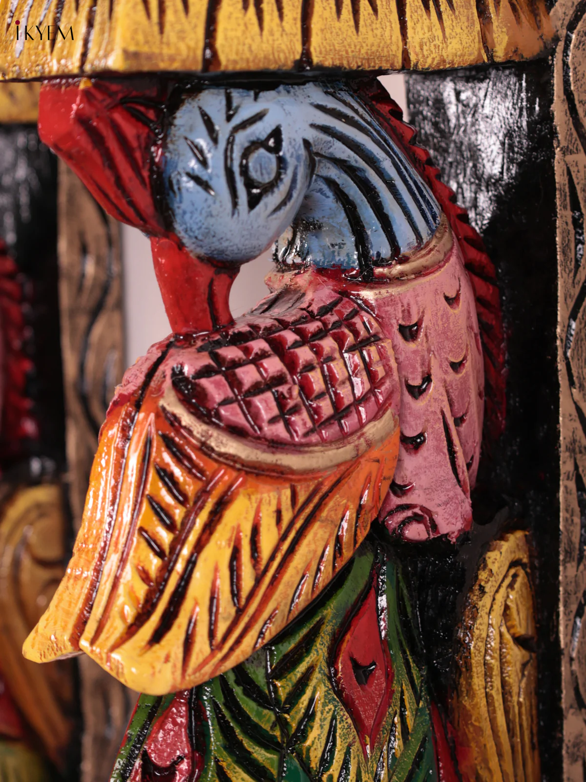 Wooden Hand Carved Painted - Peacock Wall Bracket - Set OF 2 - (12×6) - KEB27075 - Image 2