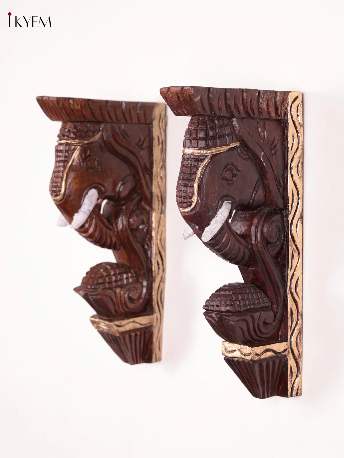 Wooden - Elephant Head Wall Bracket - Set OF 2 - (12×6)