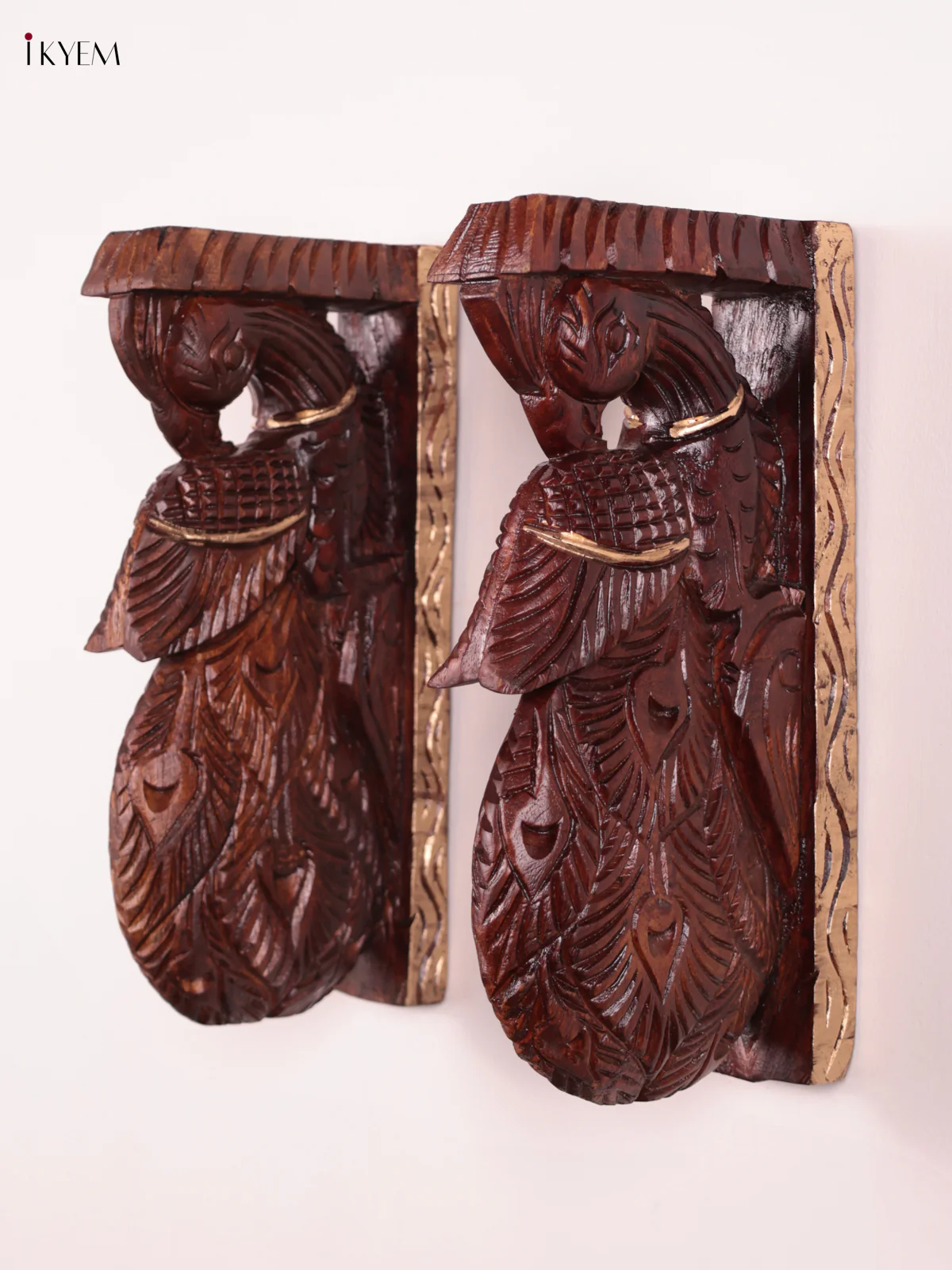Wooden - Peacock Wall Bracket - Set OF 2 - (12×6) - KEB27096