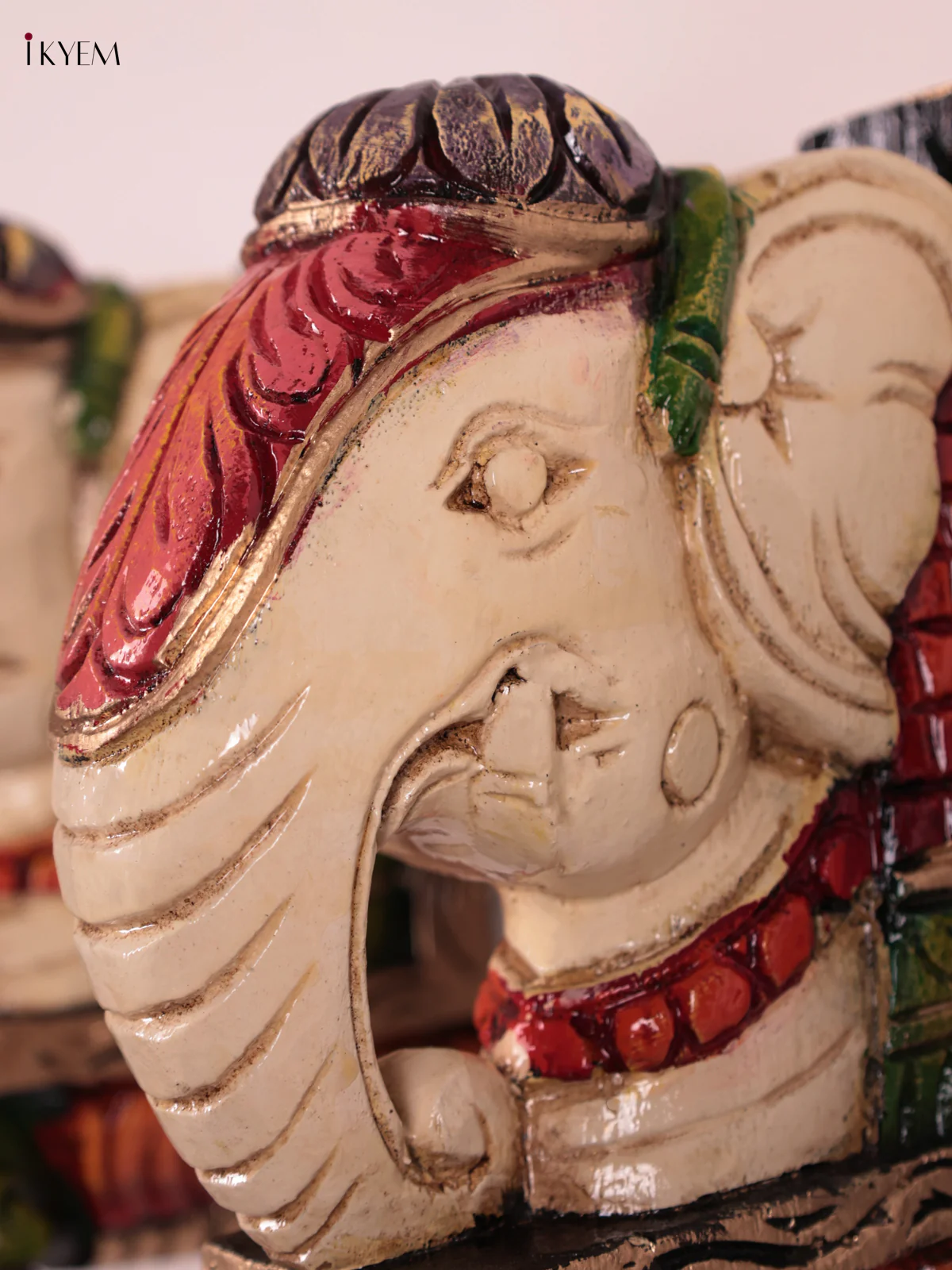 Wooden Hand Carved Painted - Elephant Head Wall Bracket Set OF - 2 - (10×8) - KEB27099 - Image 2