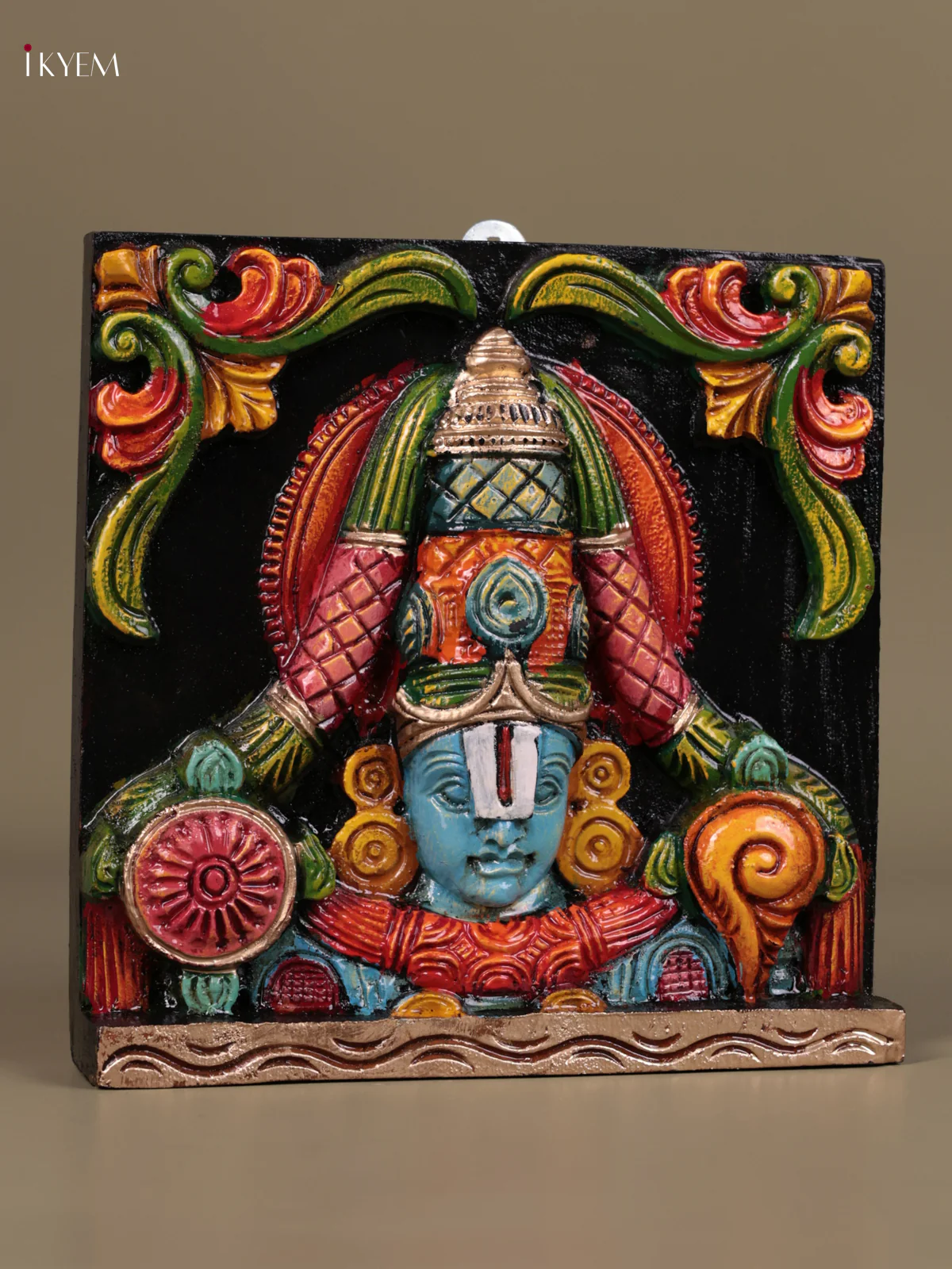 Wooden Hand Carved Painted - Balaji Wall Panel - (9×9) - KEB27104 - Image 2