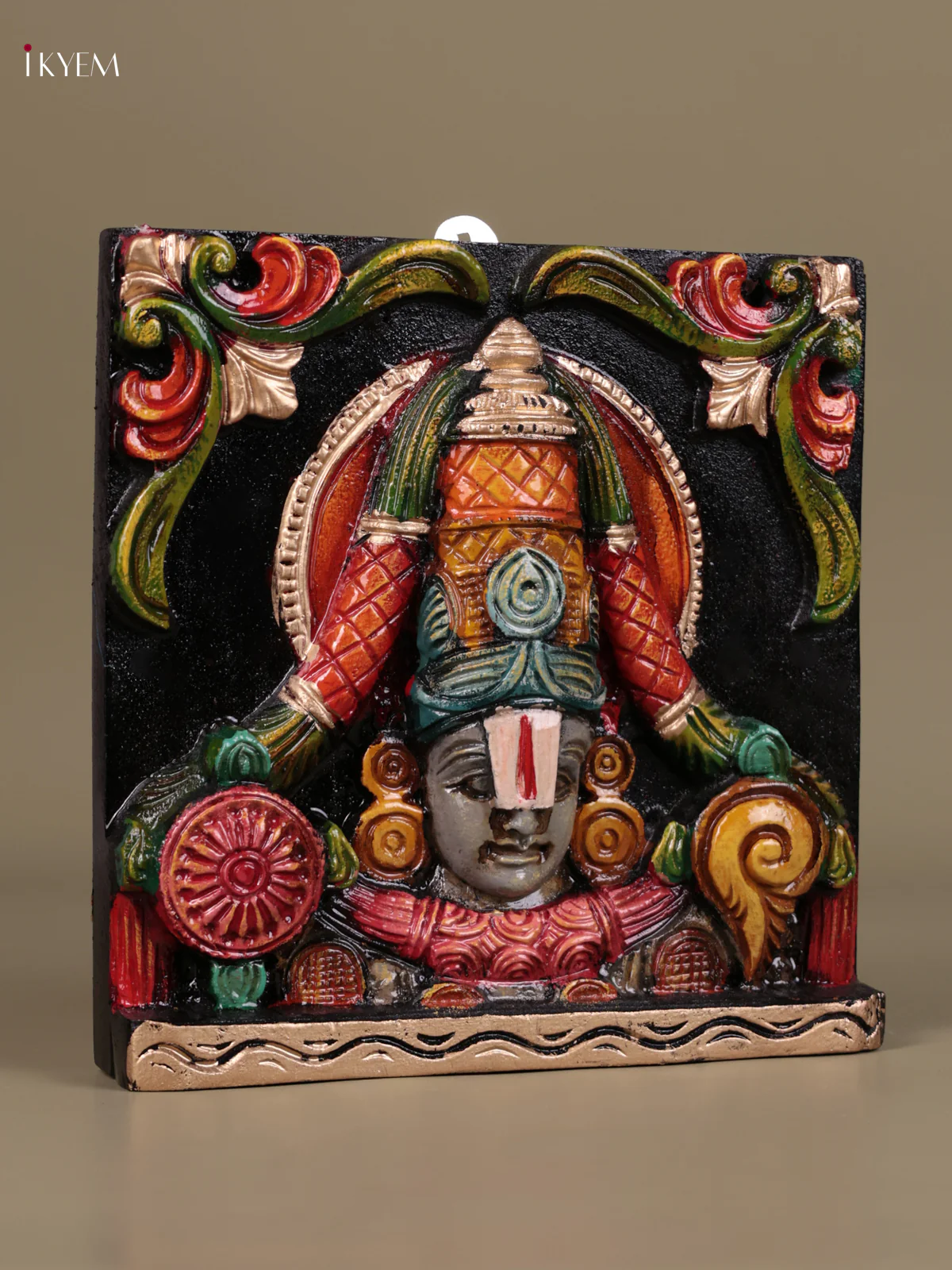 Wooden Hand Carved Painted - Balaji Wall Panel - (9×9) - KEB27106 - Image 2