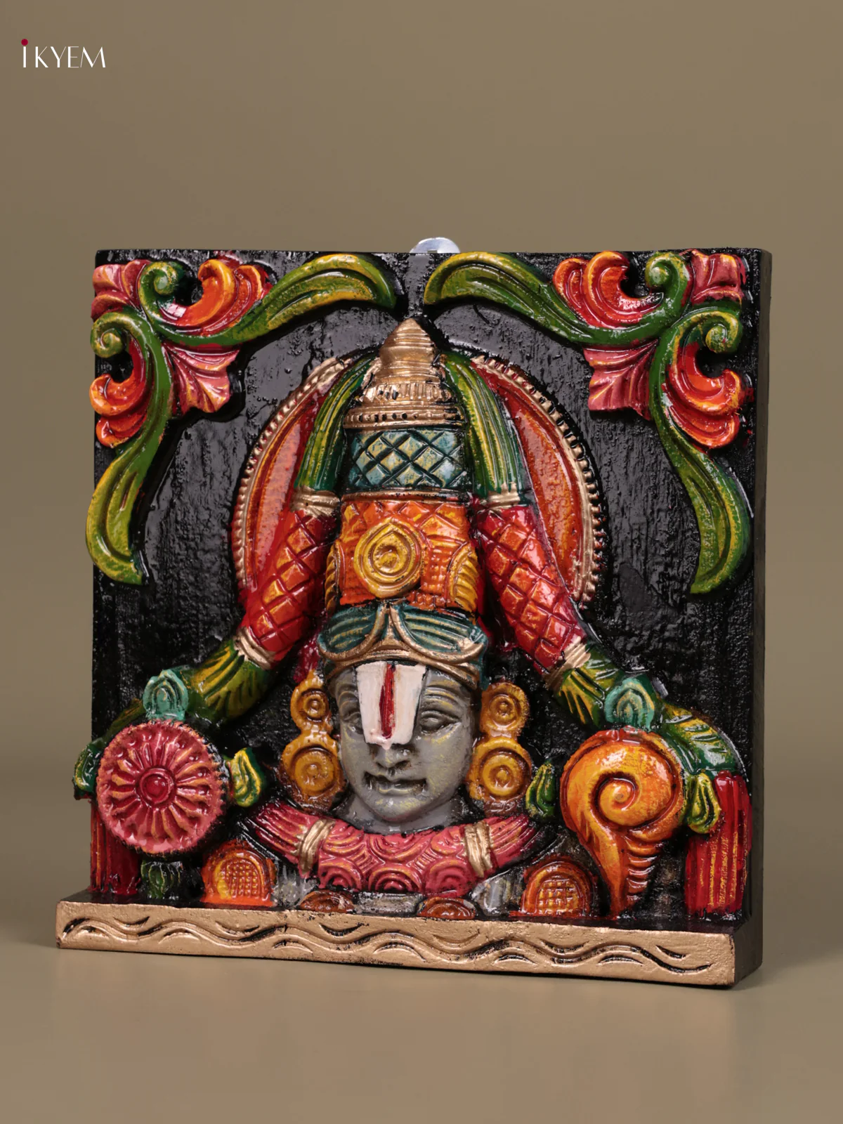 Wooden Hand Carved Painted - Balaji Wall Panel - (9×9) - KEB27109 - Image 3