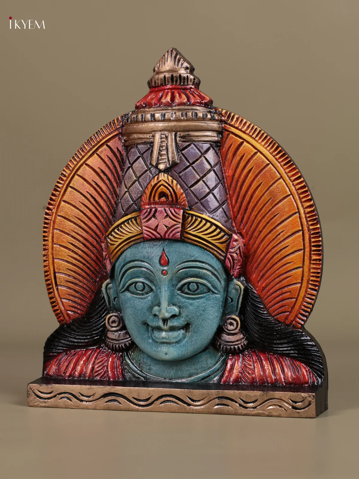 Wooden Hand Carved Painted - Lakshmi Face panel - (12×10) - KEB27125 - Image 3