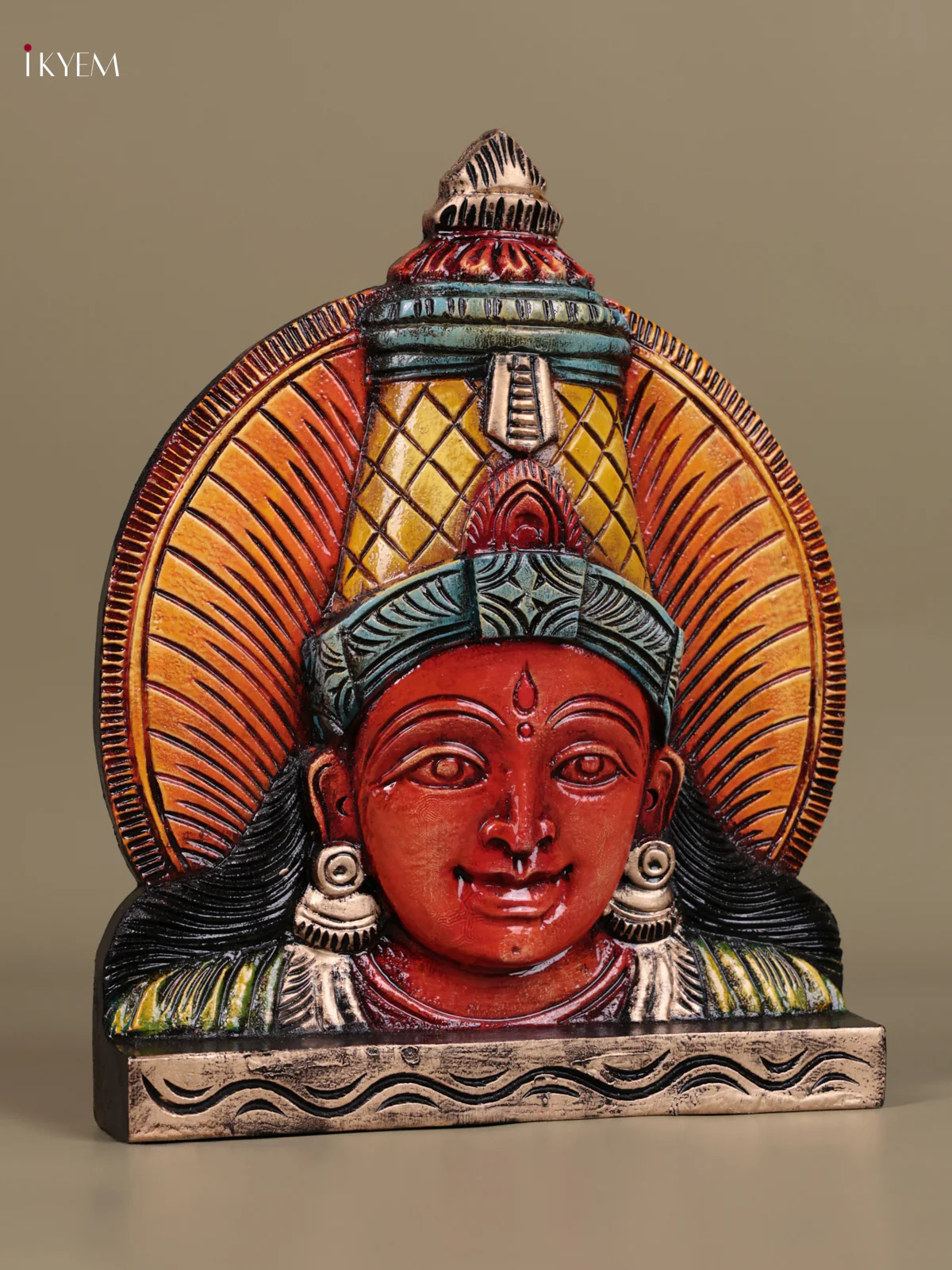 Wooden Hand Carved Painted - Lakshmi Face panel - (12×10) - KEB27126 - Image 2