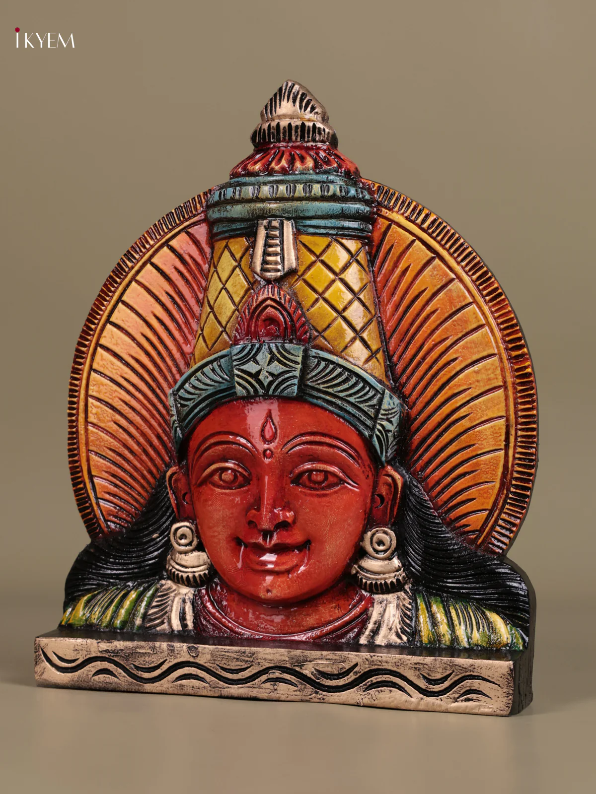 Wooden Hand Carved Painted - Lakshmi Face panel - (12×10) - KEB27126 - Image 3