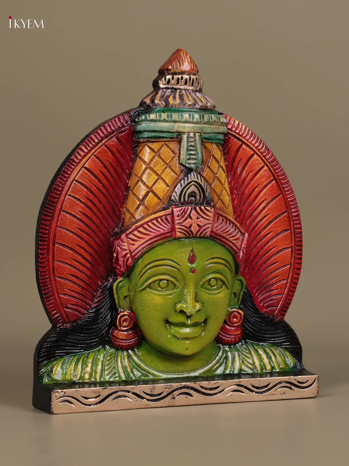 Wooden Hand Carved Painted - Lakshmi Face panel - (12×10) - KEB27127 - Image 2