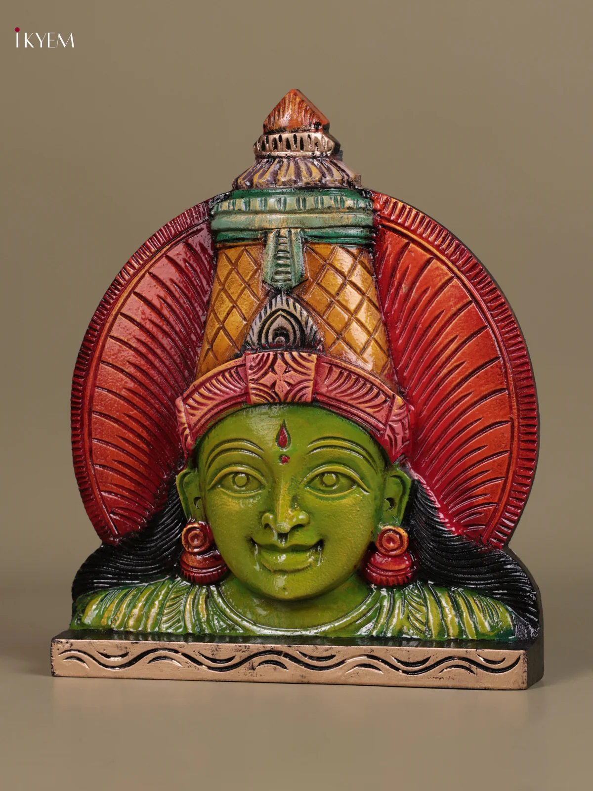 Wooden Hand Carved Painted - Lakshmi Face panel - (12×10) - KEB27127 - Image 3