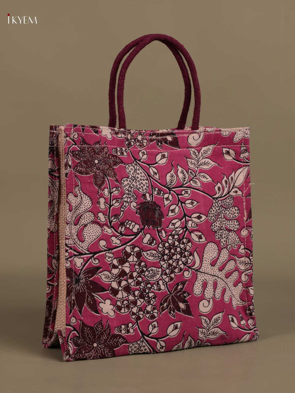 Jute Kalamkari Bag - Pink - Image 2
