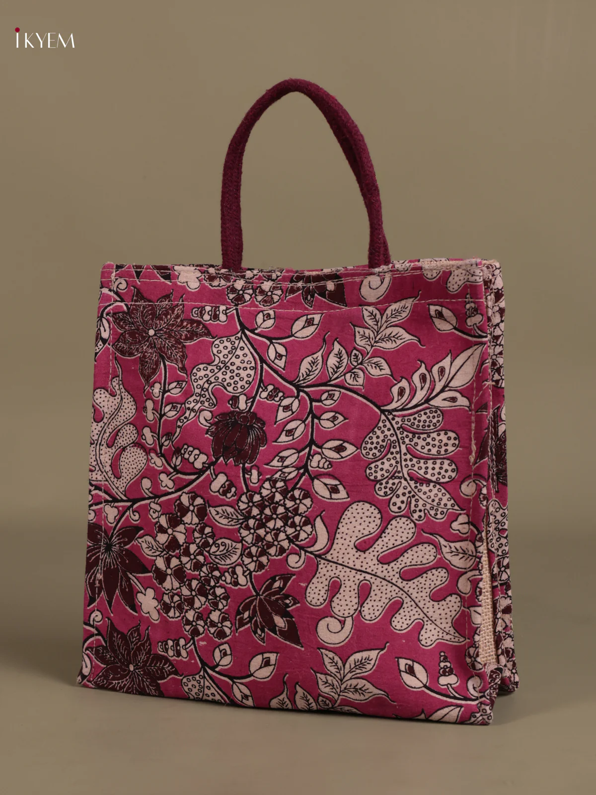 Jute Kalamkari Bag - Pink - Image 3