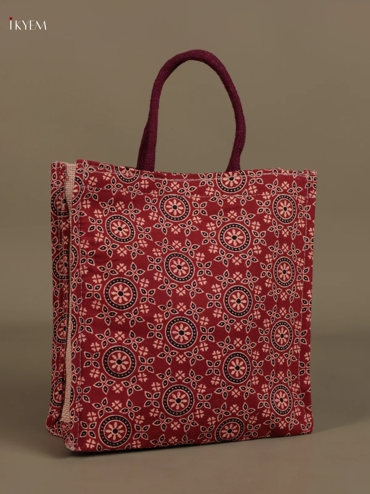 Jute Kalamkari Bag - Red - Image 2