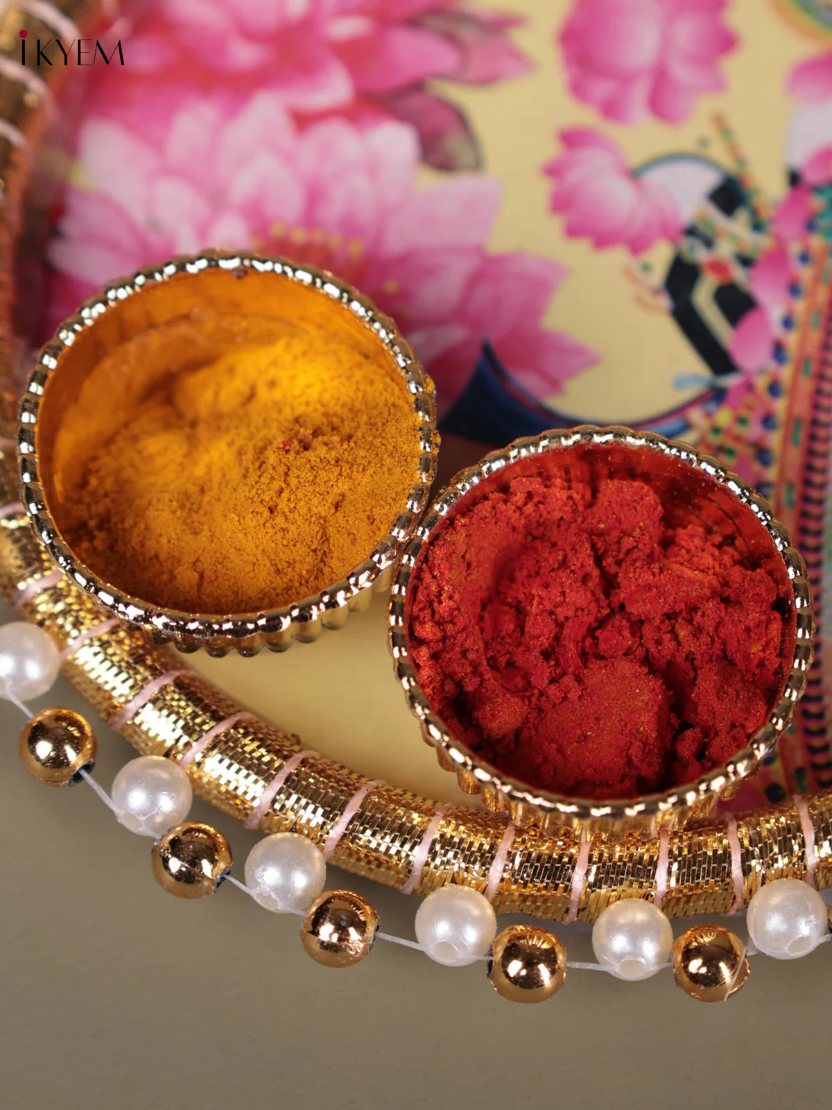 Sri nath Ji Printed Plate With Haldi kumkum holder - 4.5 Inch - Image 2