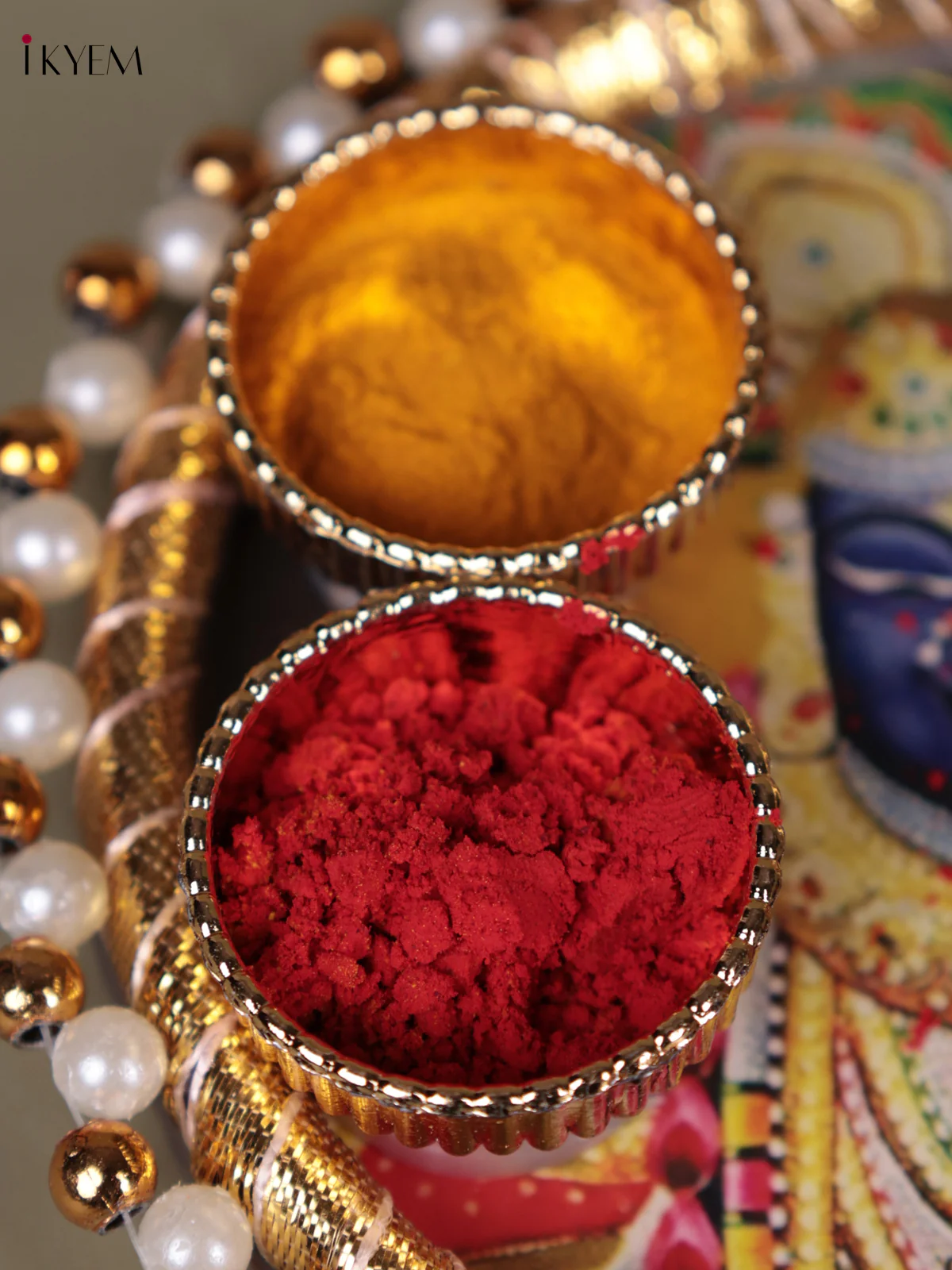 Sri nath Ji Printed Plate With Haldi kumkum holder - 4.5 Inch - Image 2