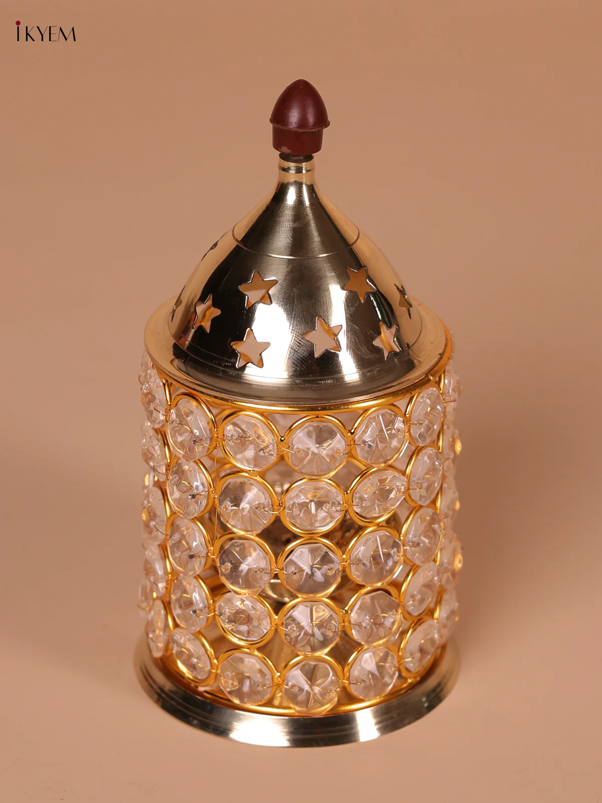 Brass Crystal Diya - 6.5 inch