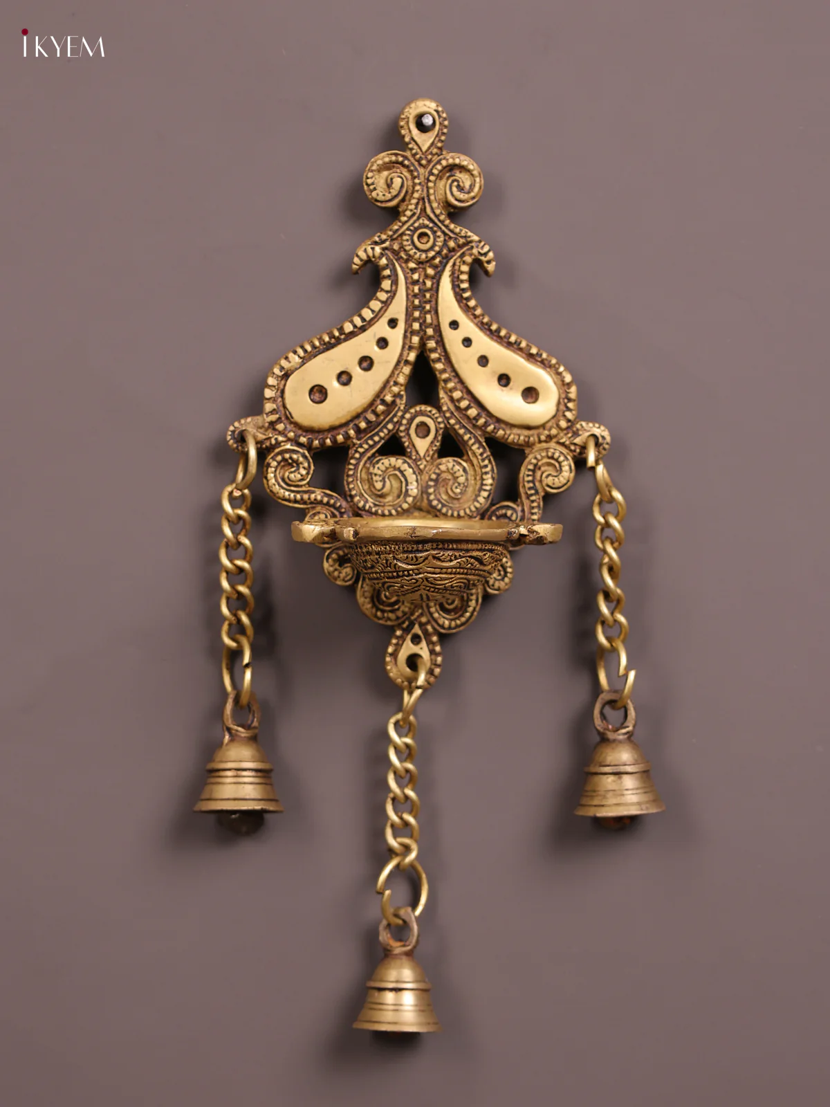 Brass wall hanging Diya with bell
