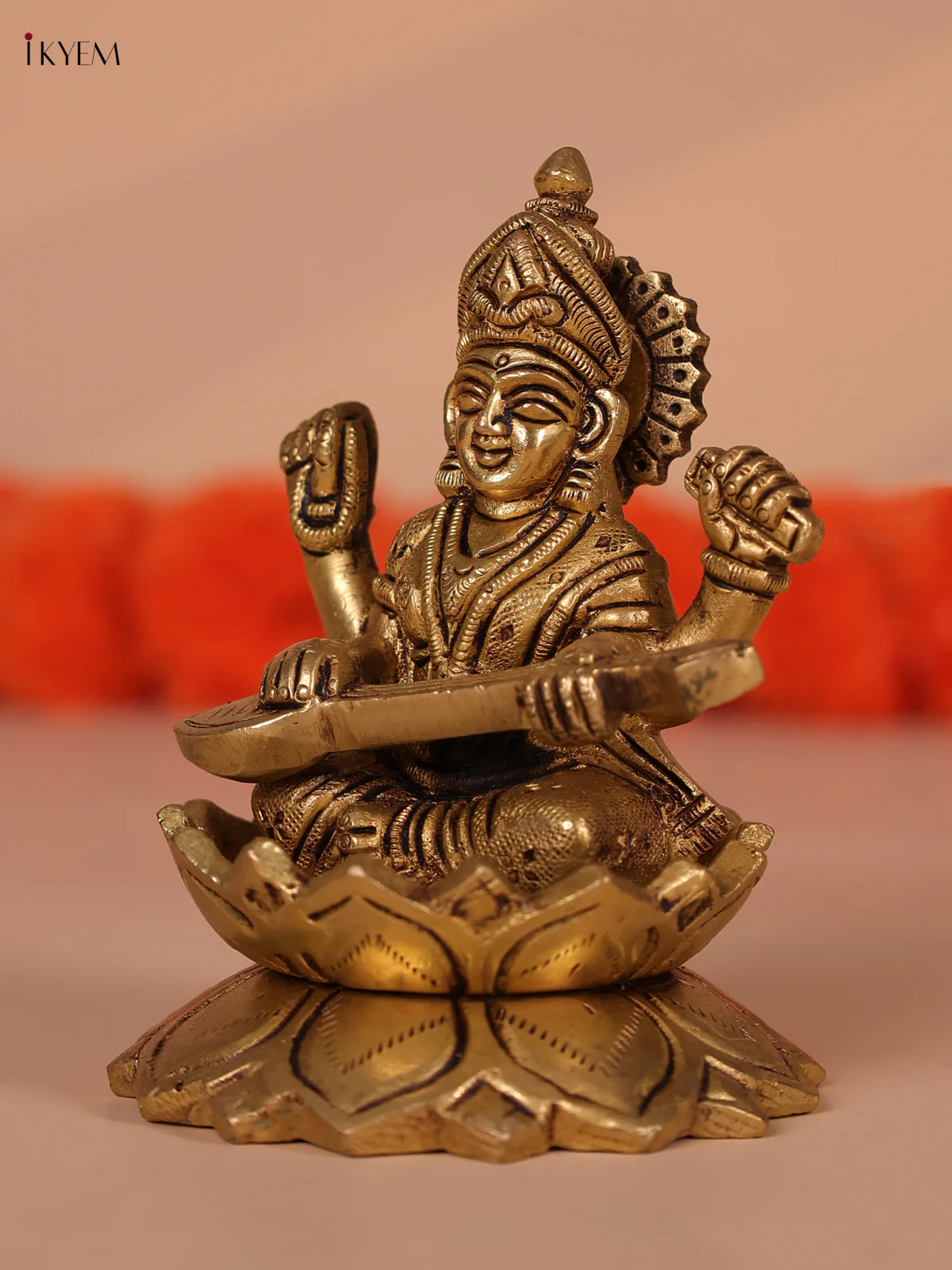 Goddess of Knowledge Saraswathi Brass Idol - 5 Inch - Image 3