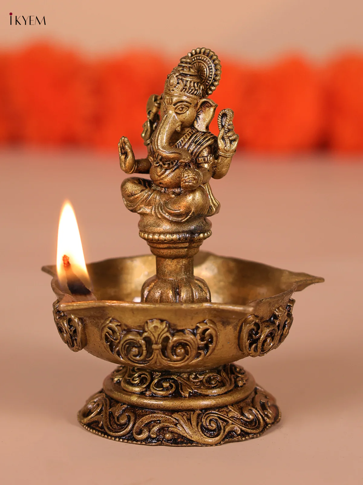 Brass Ganesha oil lamp Diya
