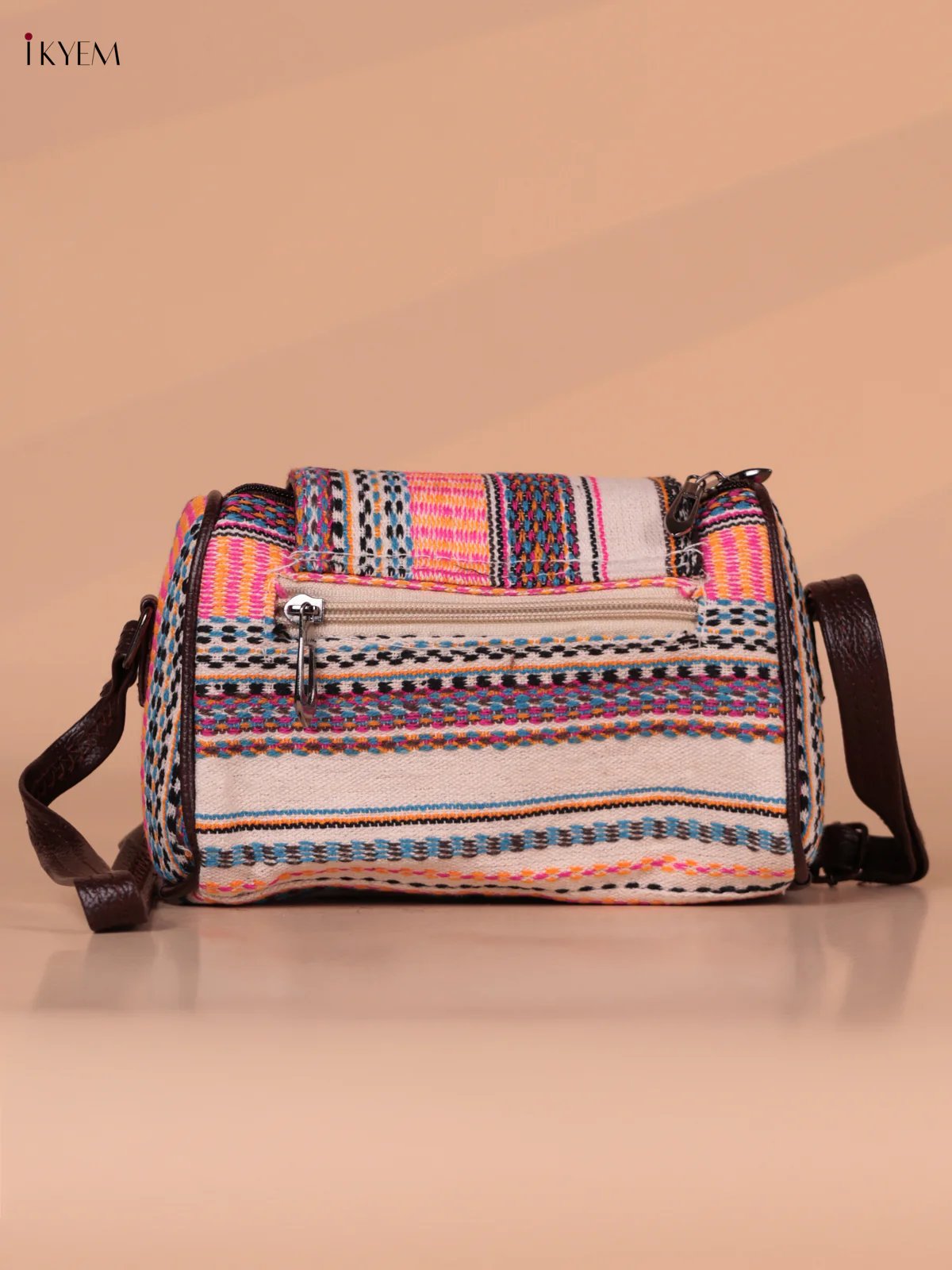 Printed Sling Bag - Cream&pink - Image 2